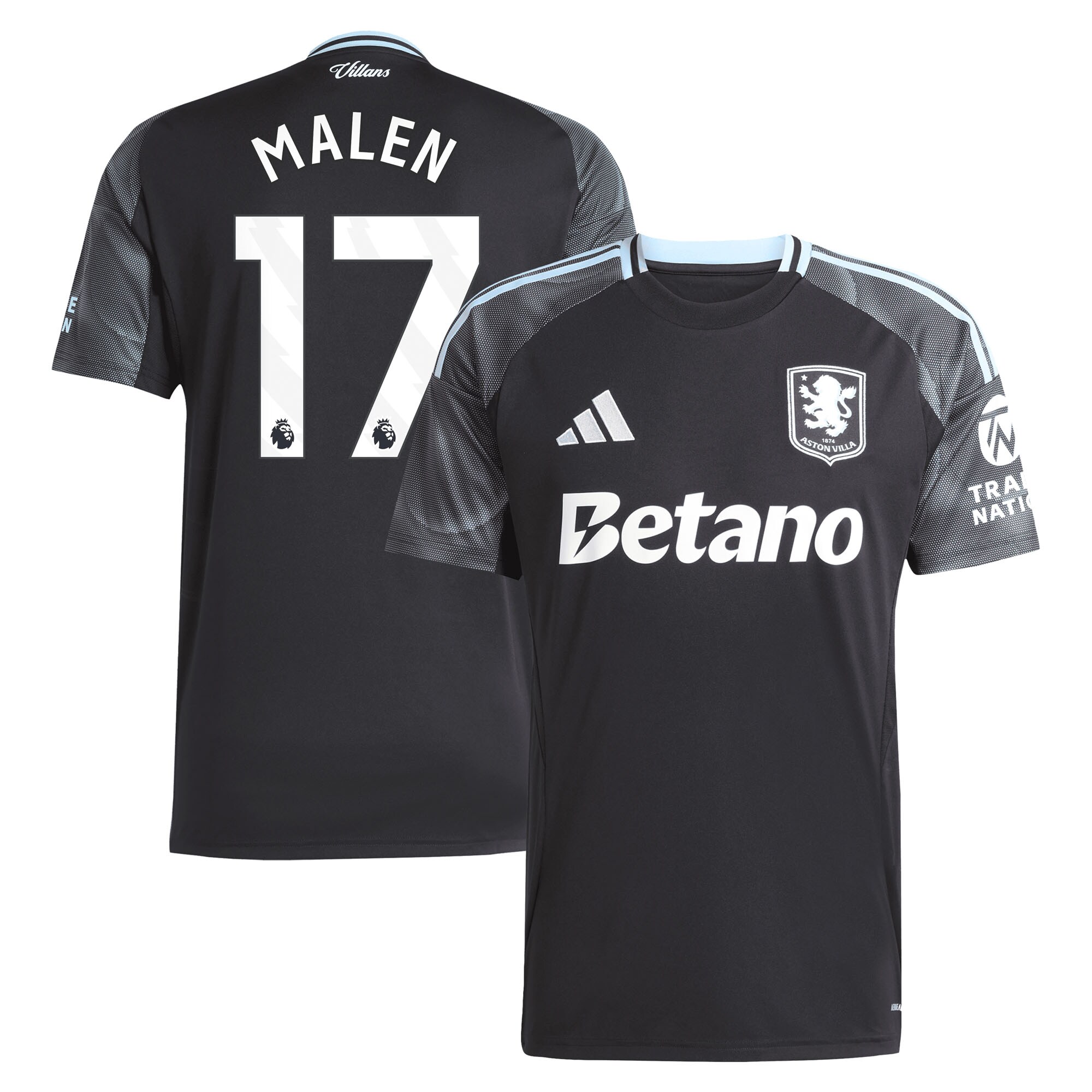 Explore the aston villa adidas away shirt 2025-26 with malen 17 printing Collection of Aston Villa jerseys. Authentic, high-quality football shirts for every supporter, available worldwide.