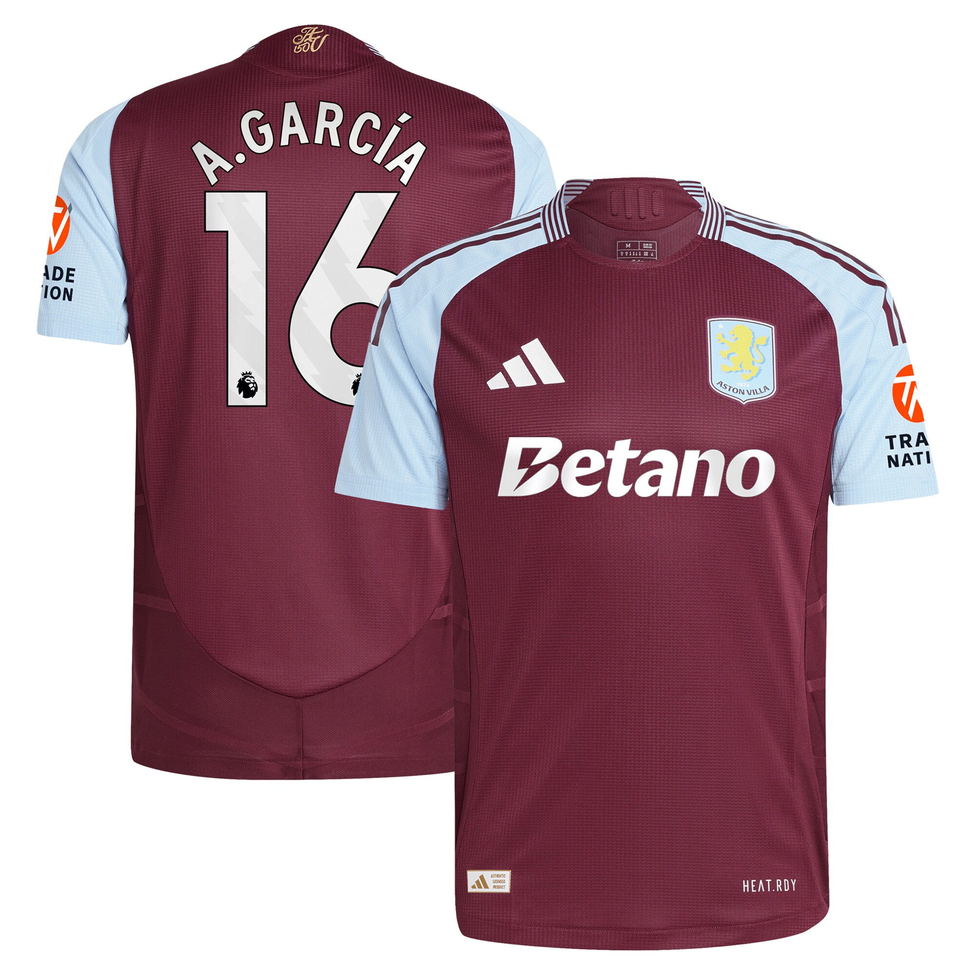 Explore the aston villa adidas home authentic shirt 2024-25 with a.garcía 16 printing Collection of Aston Villa jerseys. Authentic, high-quality football shirts for every supporter, available worldwide.