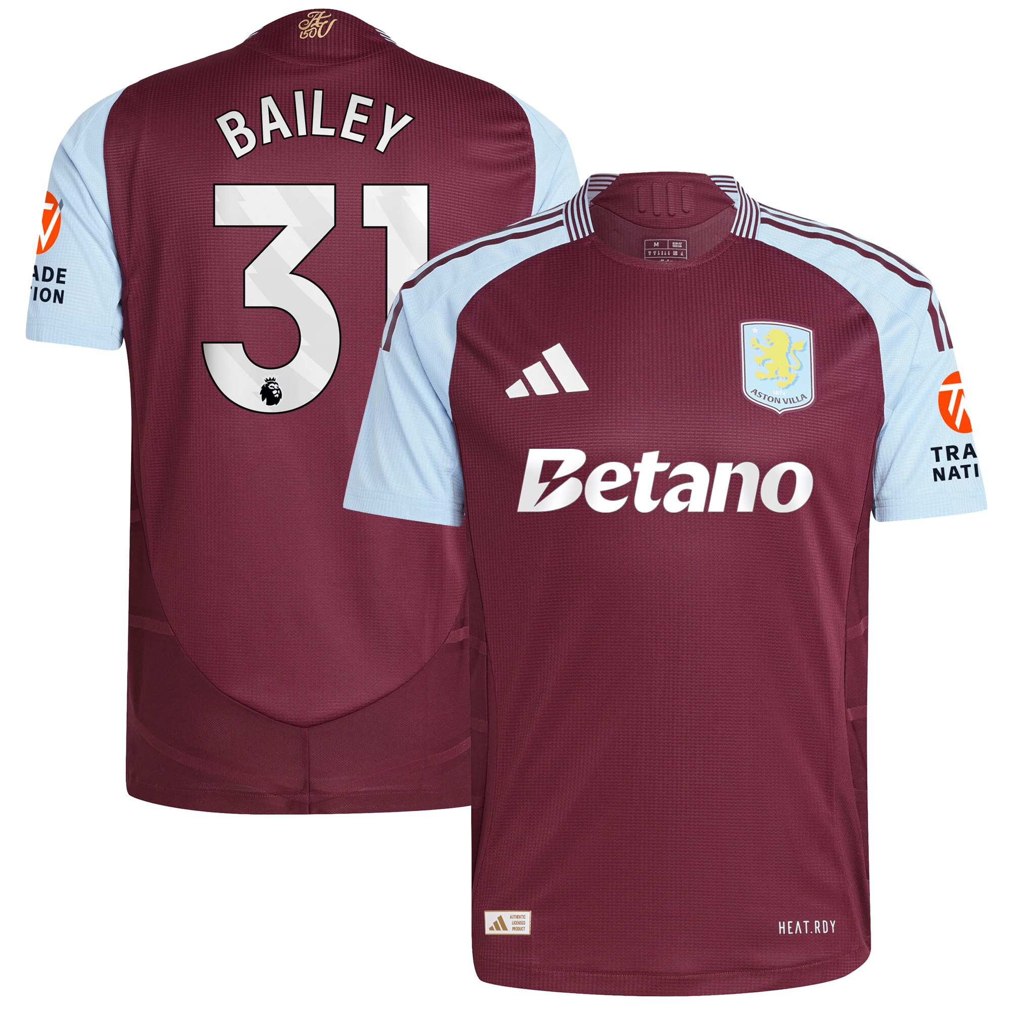 Explore the aston villa adidas home authentic shirt 2024-25 with bailey 31 printing Collection of Aston Villa jerseys. Authentic, high-quality football shirts for every supporter, available worldwide.