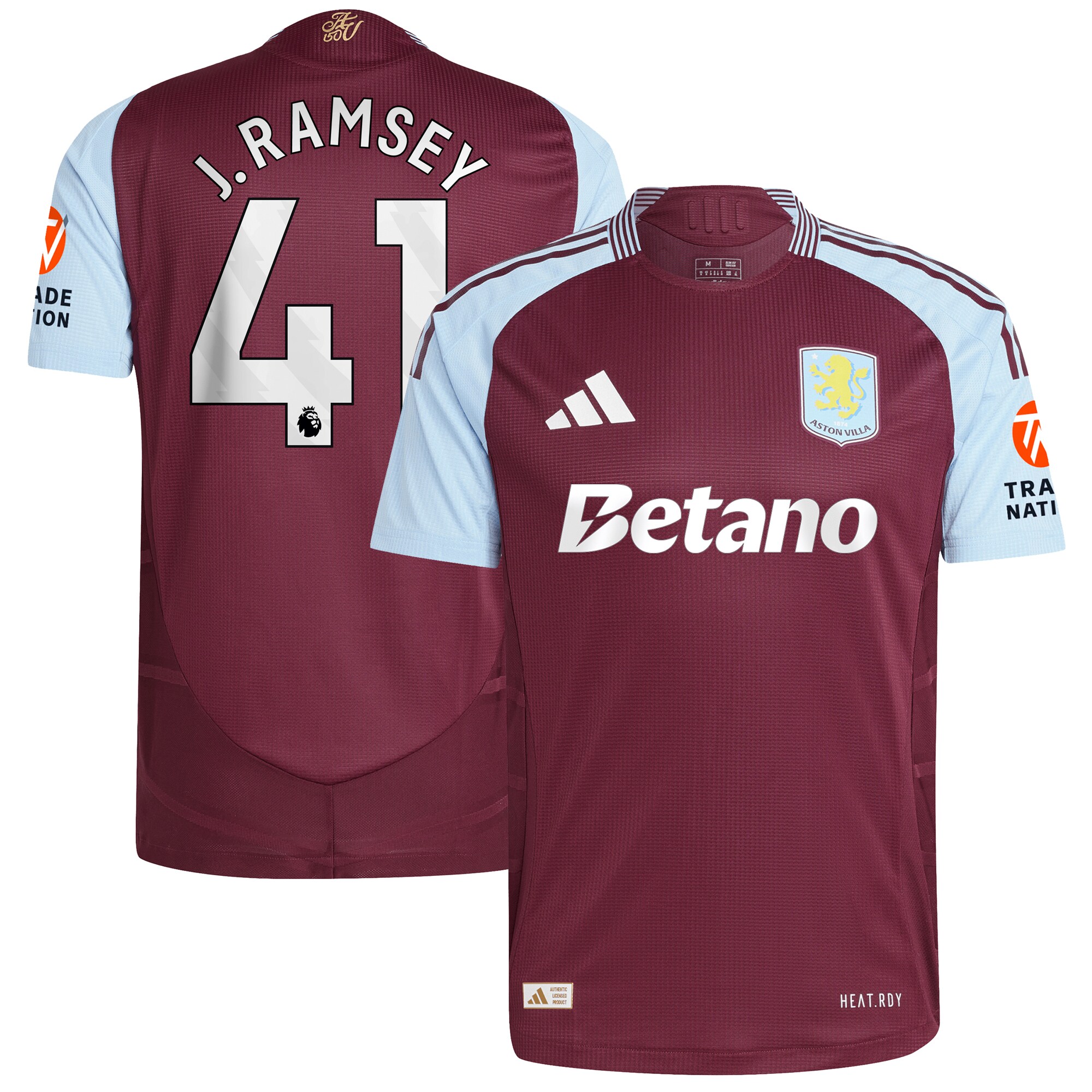 Explore the aston villa adidas home authentic shirt 2024-25 with j. ramsey 41 printing Collection of Aston Villa jerseys. Authentic, high-quality football shirts for every supporter, available worldwide.