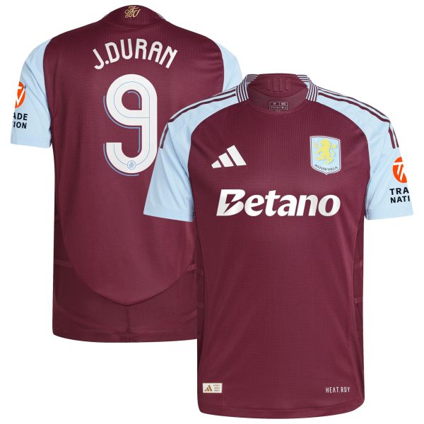 Explore the aston villa adidas home authentic shirt 2024-25 with j.duran 9 cup printing Collection of Aston Villa jerseys. Authentic, high-quality football shirts for every supporter, available worldwide.