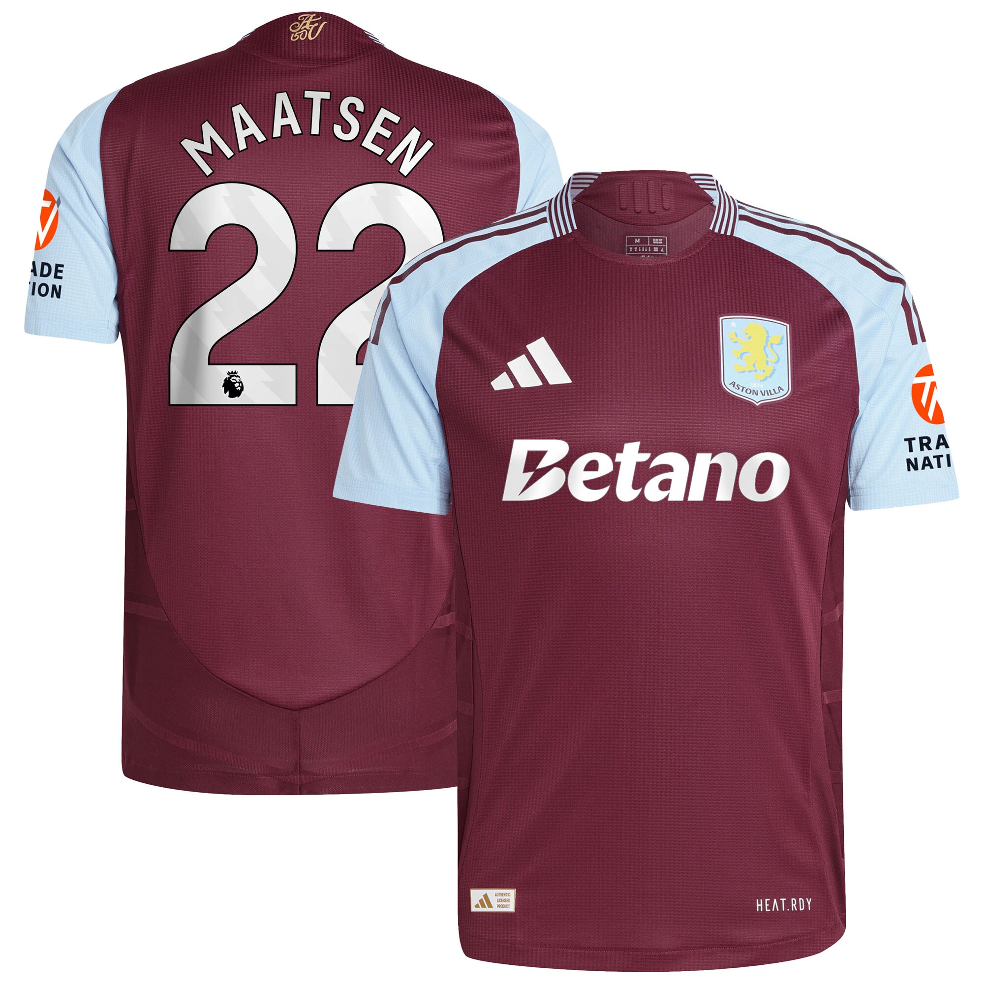 Explore the aston villa adidas home authentic shirt 2024-25 with maatsen 22 printing Collection of Aston Villa jerseys. Authentic, high-quality football shirts for every supporter, available worldwide.