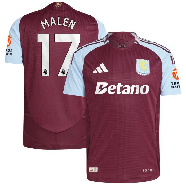 Explore the aston villa adidas home authentic shirt 2024-25 with malen 17 printing Collection of Aston Villa jerseys. Authentic, high-quality football shirts for every supporter, available worldwide.