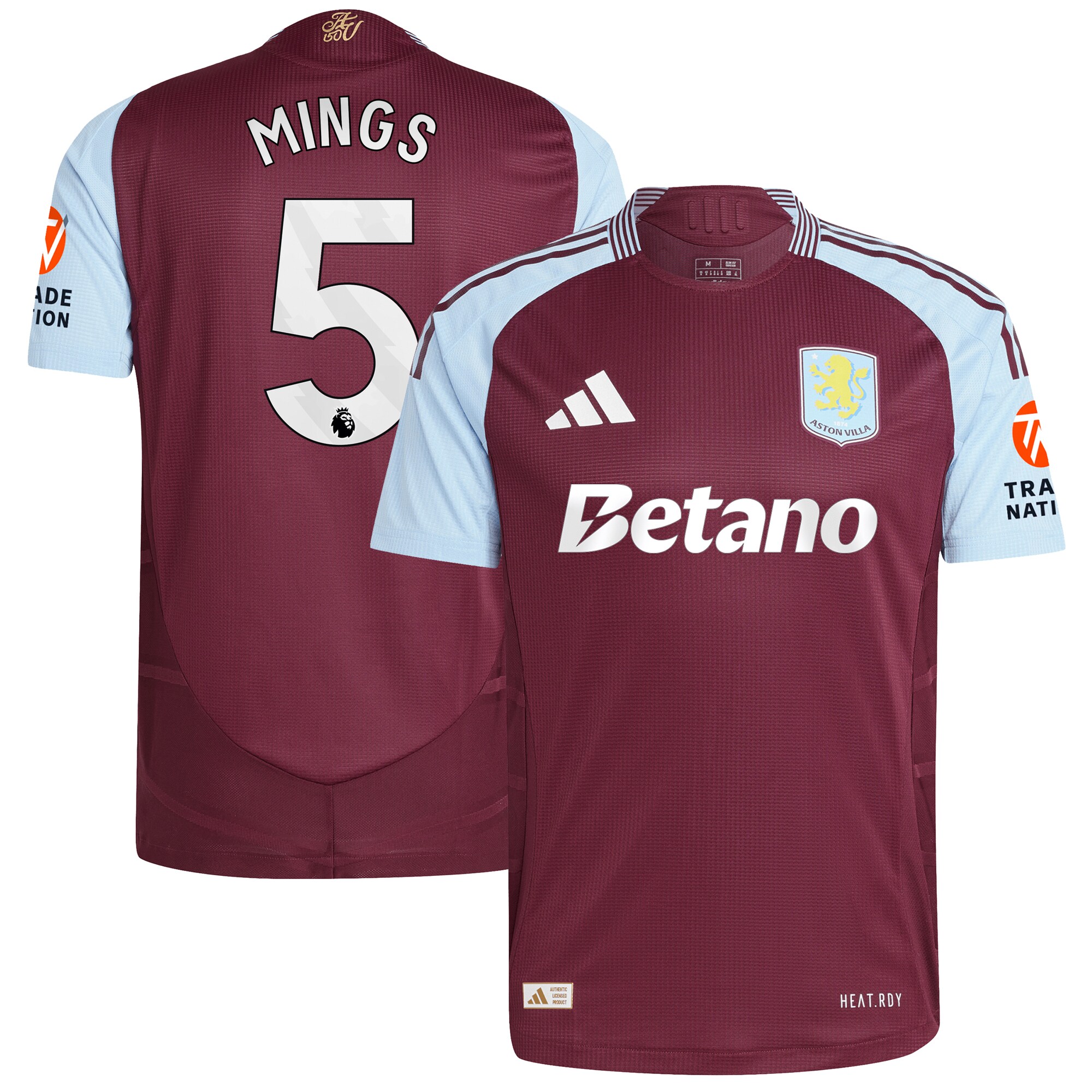 Explore the aston villa adidas home authentic shirt 2024-25 with mings 5 printing Collection of Aston Villa jerseys. Authentic, high-quality football shirts for every supporter, available worldwide.