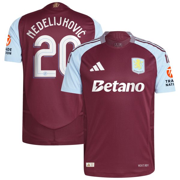 Explore the aston villa adidas home authentic shirt 2024-25 with nedeljković 20 cup printing Collection of Aston Villa jerseys. Authentic, high-quality football shirts for every supporter, available worldwide.