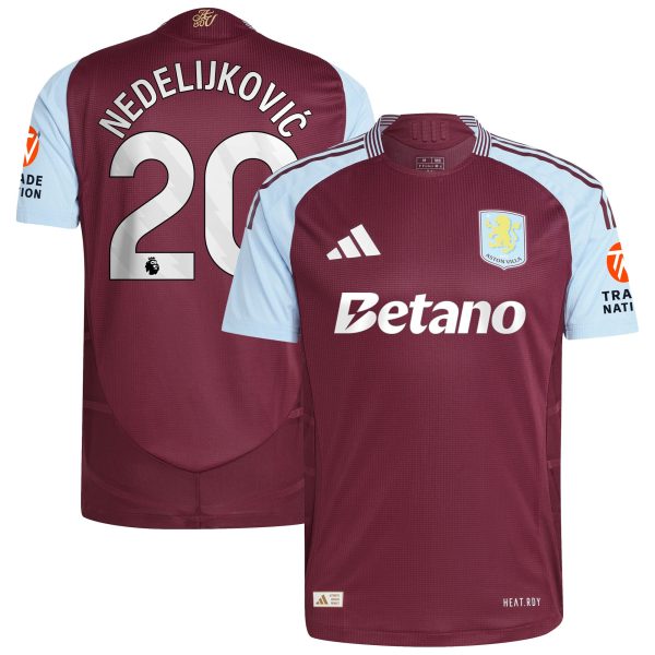 Explore the aston villa adidas home authentic shirt 2024-25 with nedeljković 20 printing Collection of Aston Villa jerseys. Authentic, high-quality football shirts for every supporter, available worldwide.