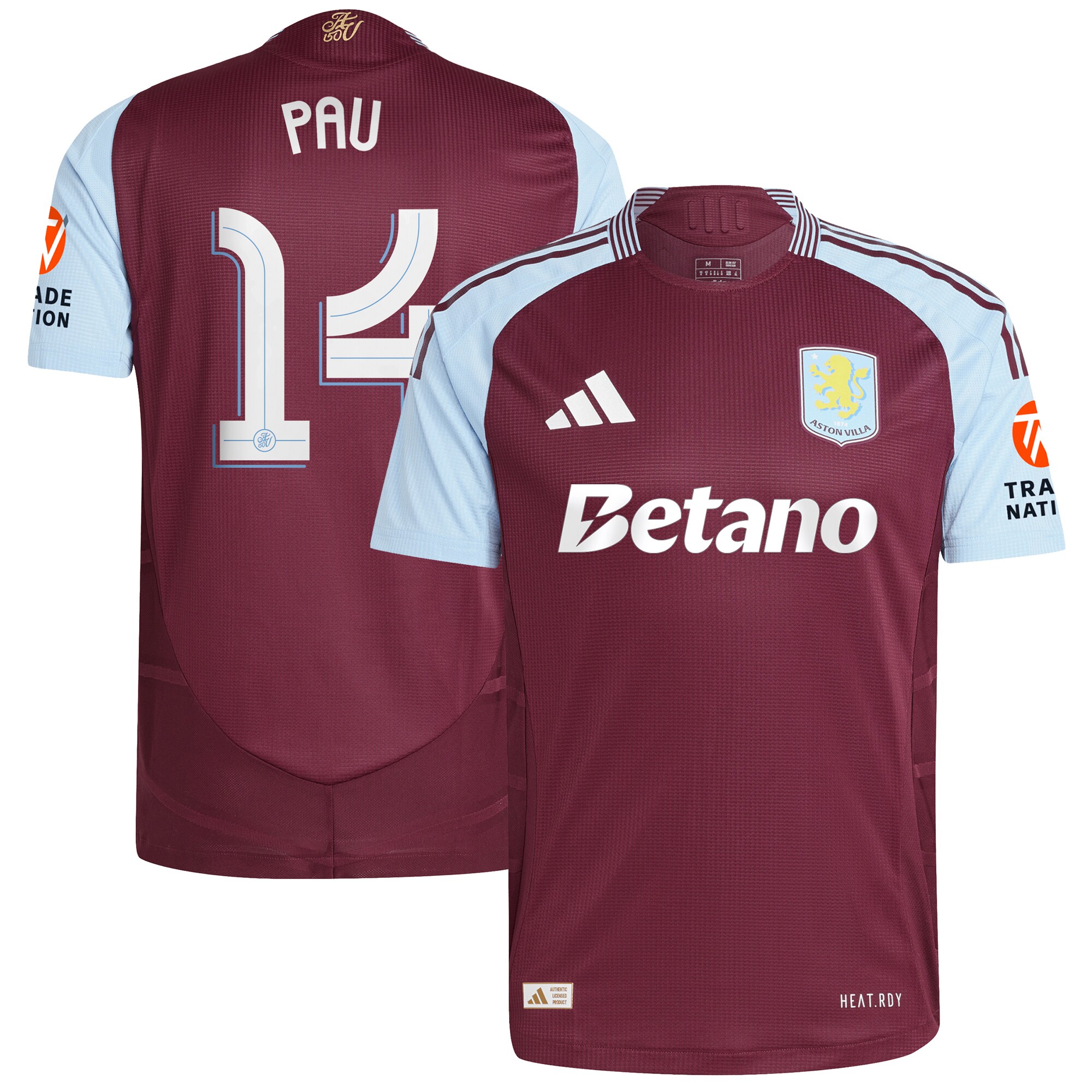 Explore the aston villa adidas home authentic shirt 2024-25 with pau 14 cup printing Collection of Aston Villa jerseys. Authentic, high-quality football shirts for every supporter, available worldwide.