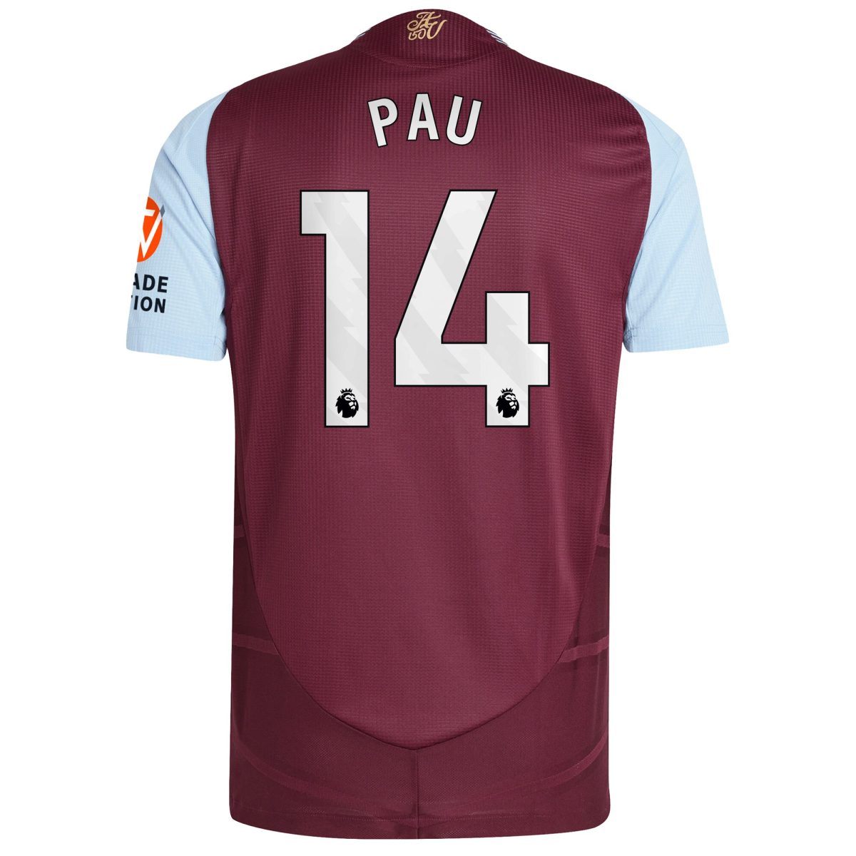 Explore the aston villa adidas home authentic shirt 2024-25 with pau 14 printing Collection of Aston Villa jerseys. Authentic, high-quality football shirts for every supporter, available worldwide.
