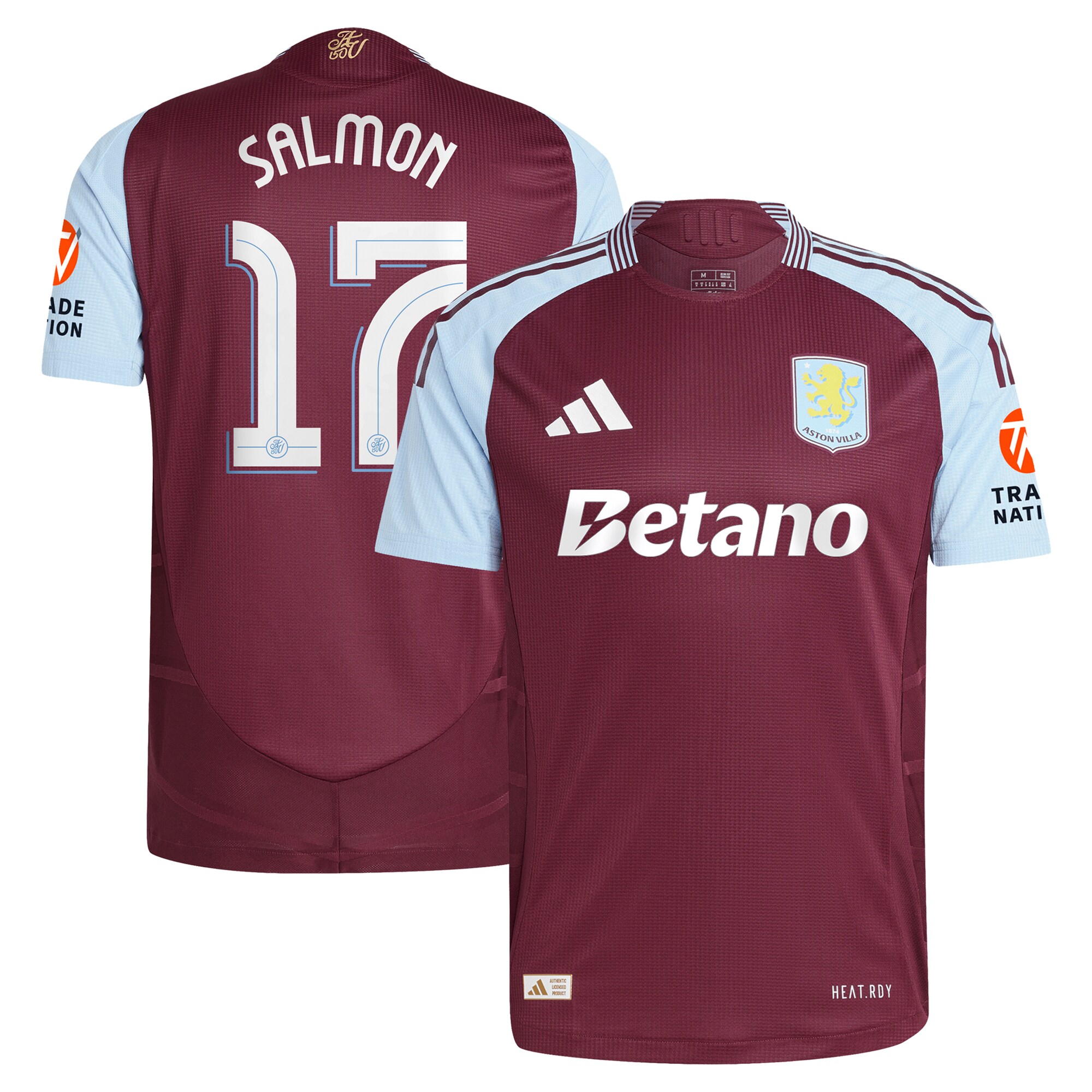 Explore the aston villa adidas home authentic shirt 2024-25 with salmon 17 cup printing Collection of Aston Villa jerseys. Authentic, high-quality football shirts for every supporter, available worldwide.