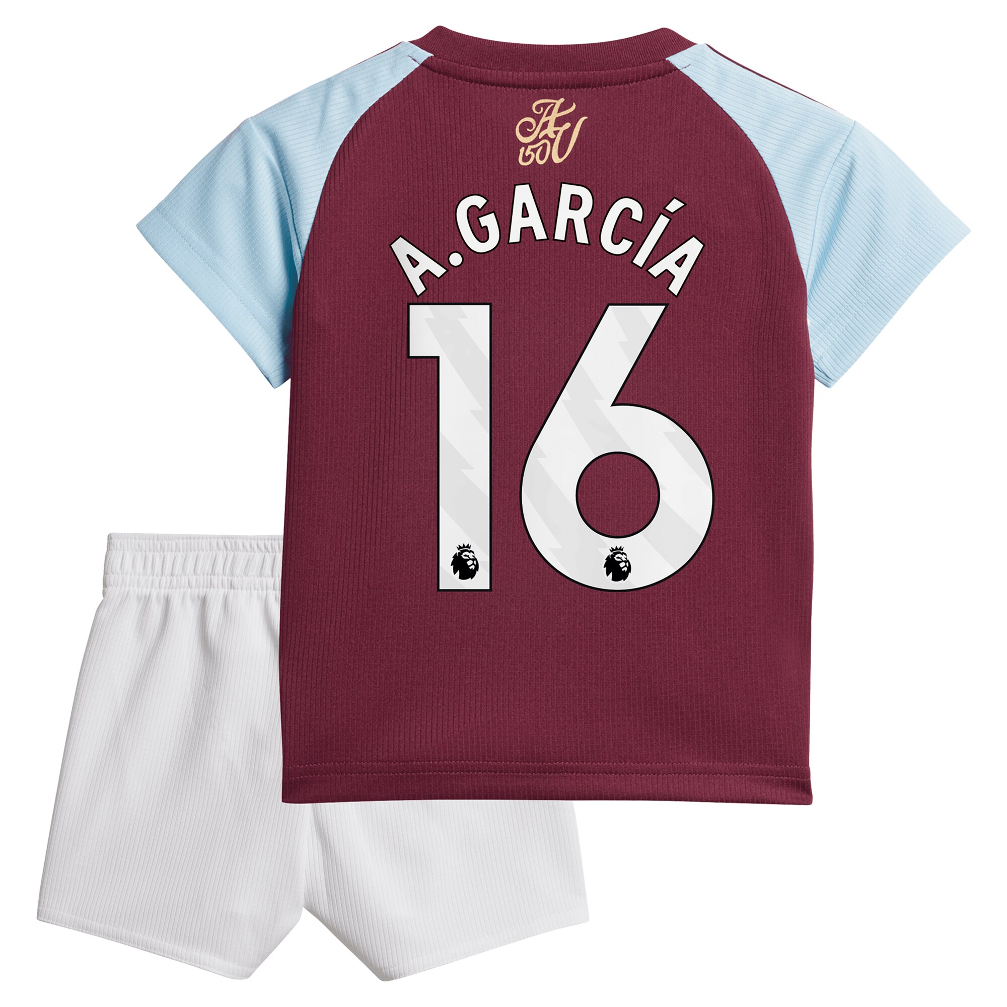 Explore the aston villa adidas home baby kit 2024-25 with a.garcía 16 printing Collection of Aston Villa jerseys. Authentic, high-quality football shirts for every supporter, available worldwide.