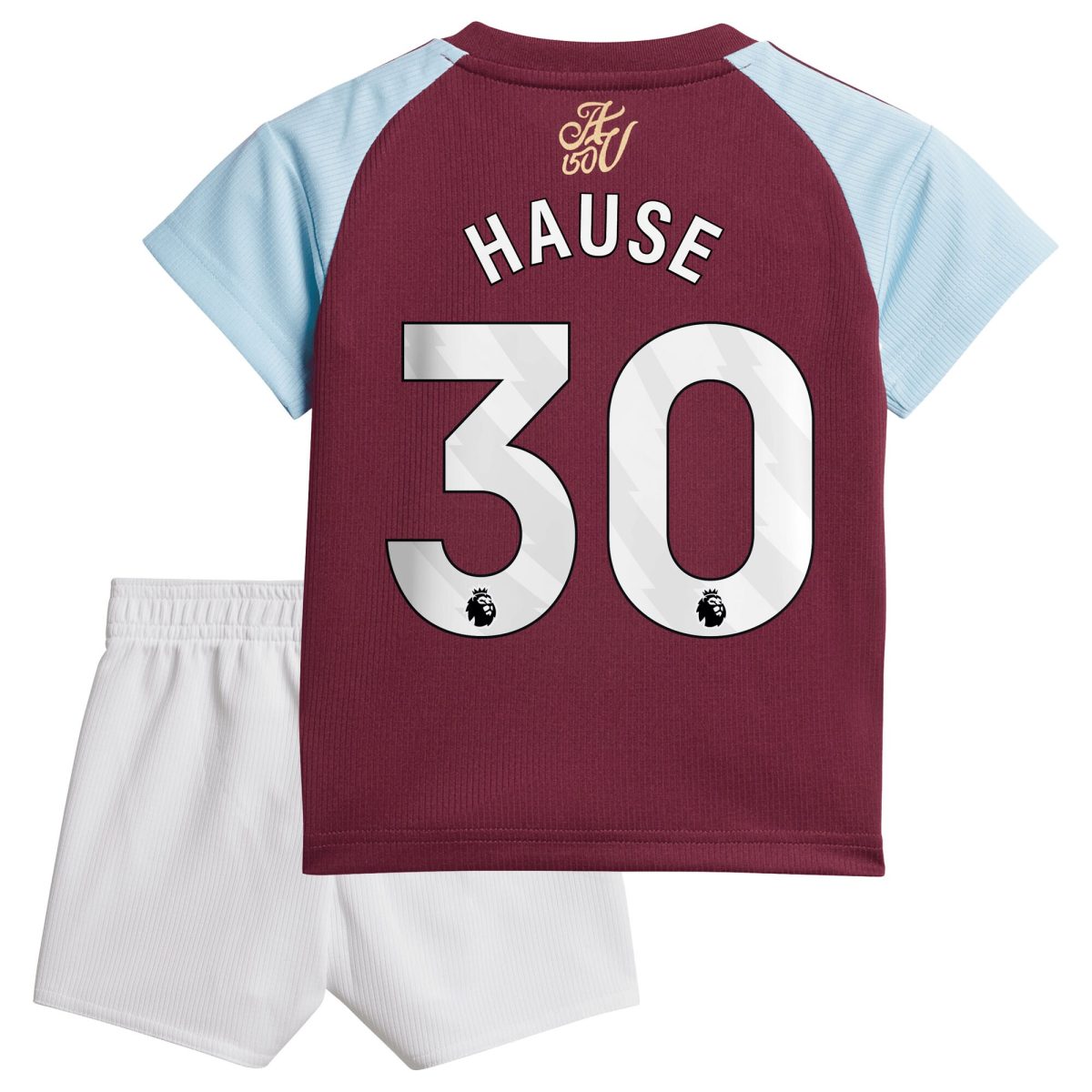 Explore the aston villa adidas home baby kit 2024-25 with hause 30 printing Collection of Aston Villa jerseys. Authentic, high-quality football shirts for every supporter, available worldwide.