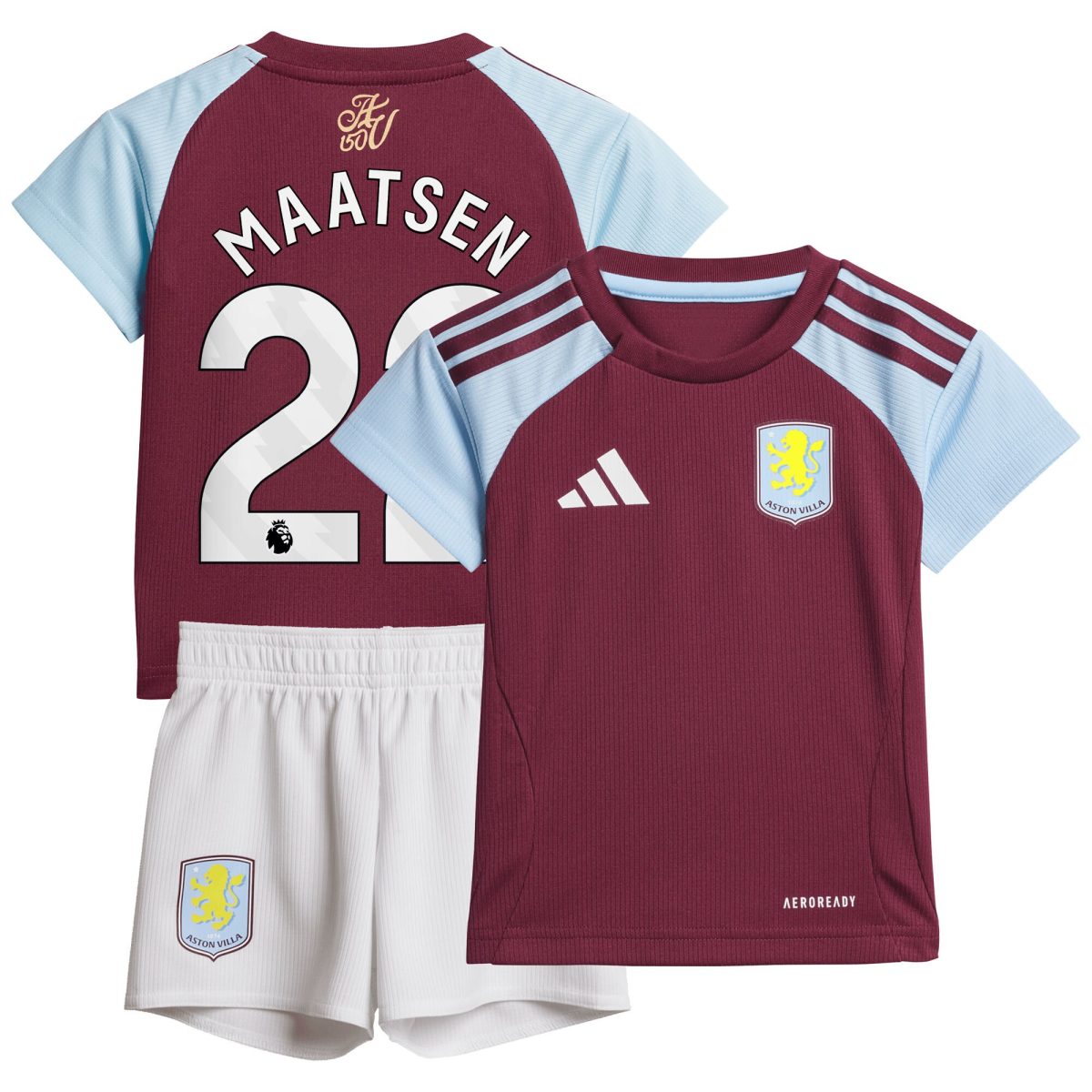 Explore the aston villa adidas home baby kit 2024-25 with maatsen 22 printing Collection of Aston Villa jerseys. Authentic, high-quality football shirts for every supporter, available worldwide.
