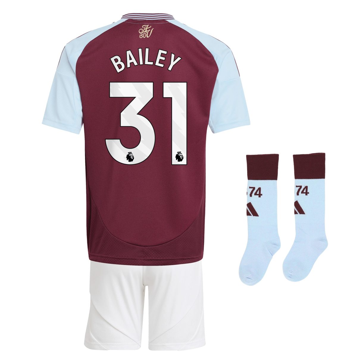 Explore the aston villa adidas home mini kit 2024-25 with bailey 31 printing Collection of Aston Villa jerseys. Authentic, high-quality football shirts for every supporter, available worldwide.