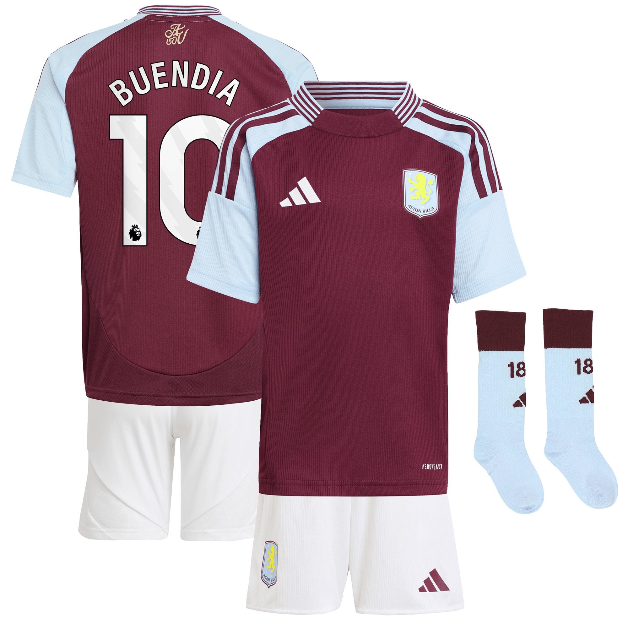 Explore the aston villa adidas home mini kit 2024-25 with buendia 10 printing Collection of Aston Villa jerseys. Authentic, high-quality football shirts for every supporter, available worldwide.