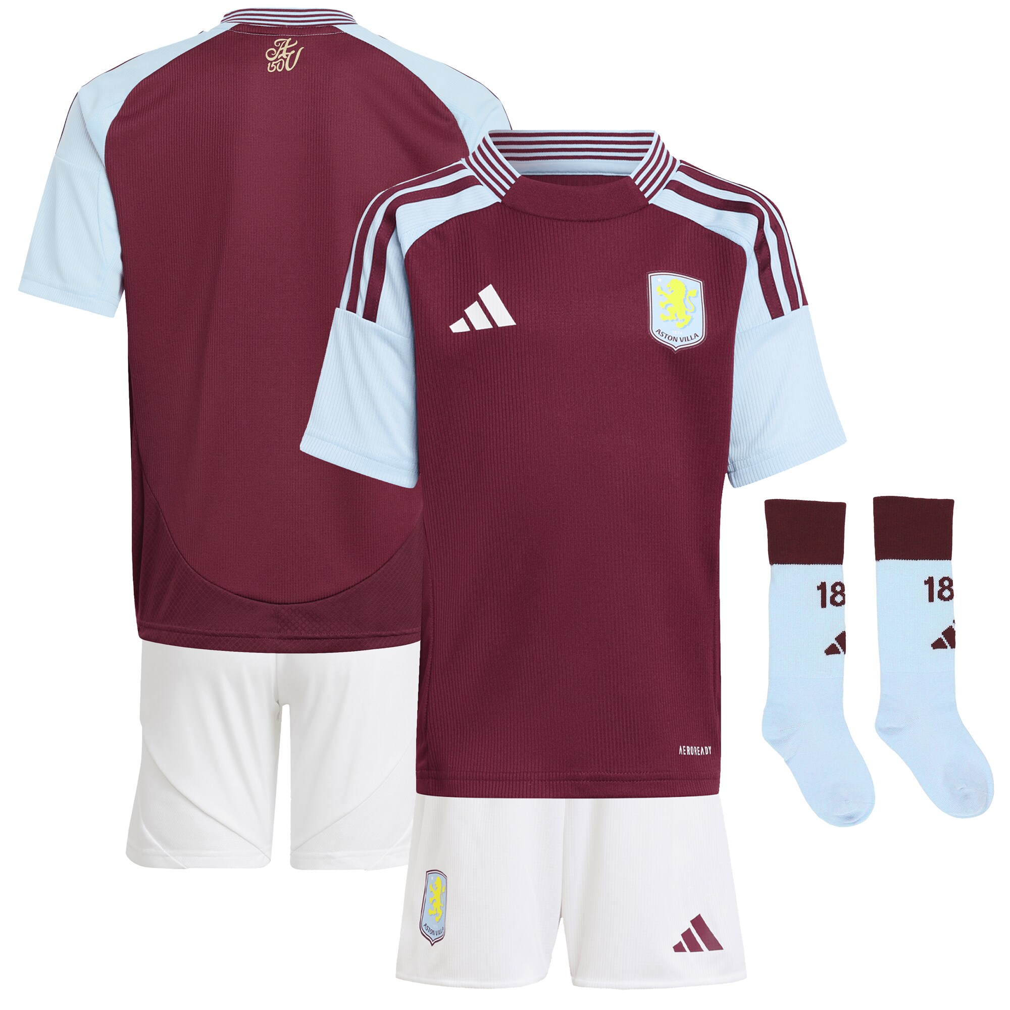 Explore the aston villa adidas home mini kit 2024-25 with custom printing Collection of Aston Villa jerseys. Authentic, high-quality football shirts for every supporter, available worldwide.