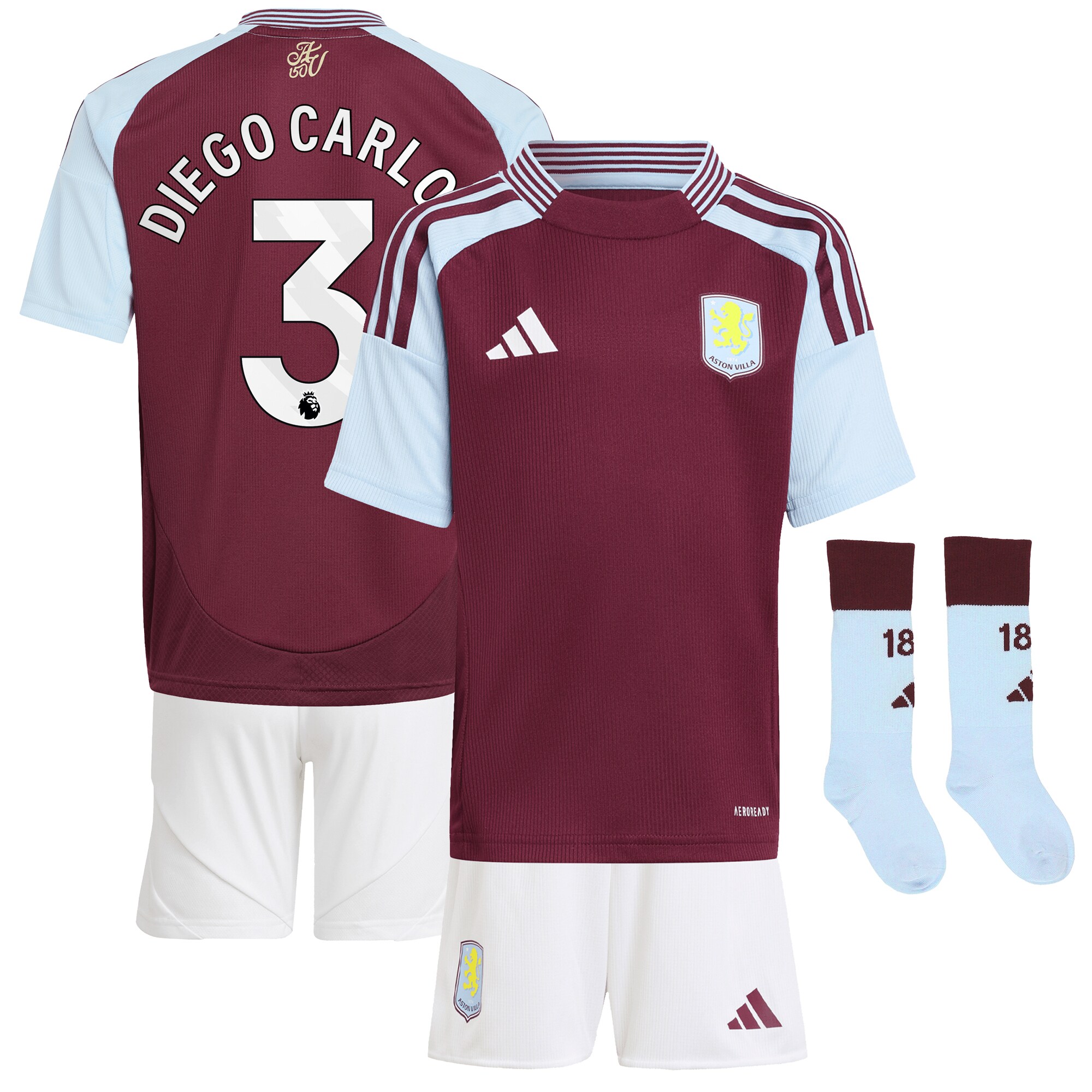 Explore the aston villa adidas home mini kit 2024-25 with diego carlos 3 printing Collection of Aston Villa jerseys. Authentic, high-quality football shirts for every supporter, available worldwide.