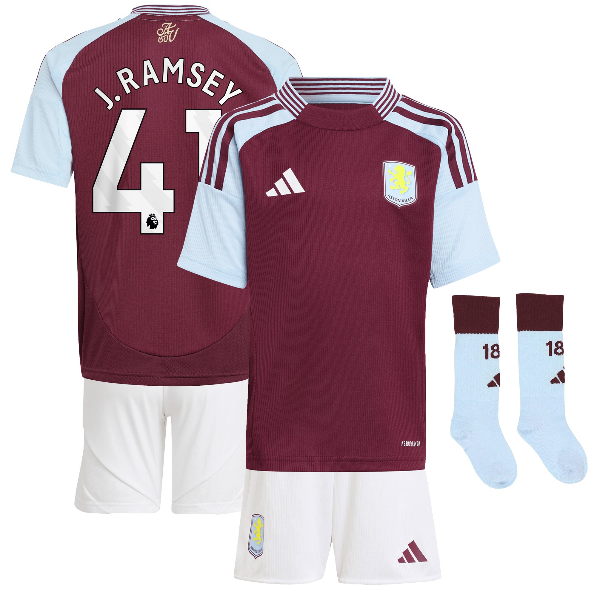 Explore the aston villa adidas home mini kit 2024-25 with j. ramsey 41 printing Collection of Aston Villa jerseys. Authentic, high-quality football shirts for every supporter, available worldwide.