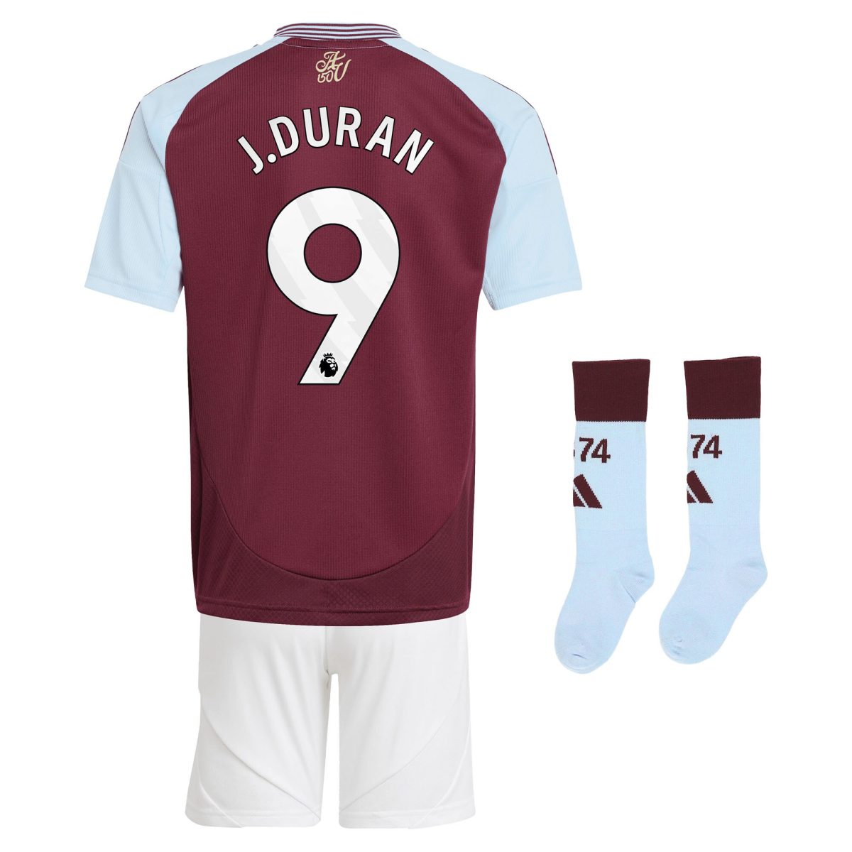 Explore the aston villa adidas home mini kit 2024-25 with j.duran 9 printing Collection of Aston Villa jerseys. Authentic, high-quality football shirts for every supporter, available worldwide.