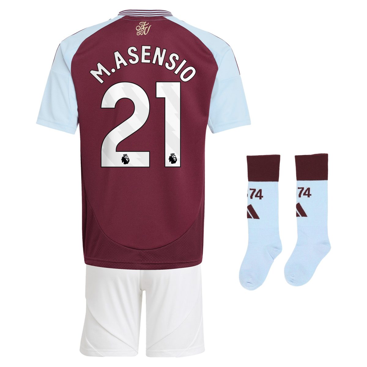 Explore the aston villa adidas home mini kit 2024-25 with m.asensio 21 printing Collection of Aston Villa jerseys. Authentic, high-quality football shirts for every supporter, available worldwide.