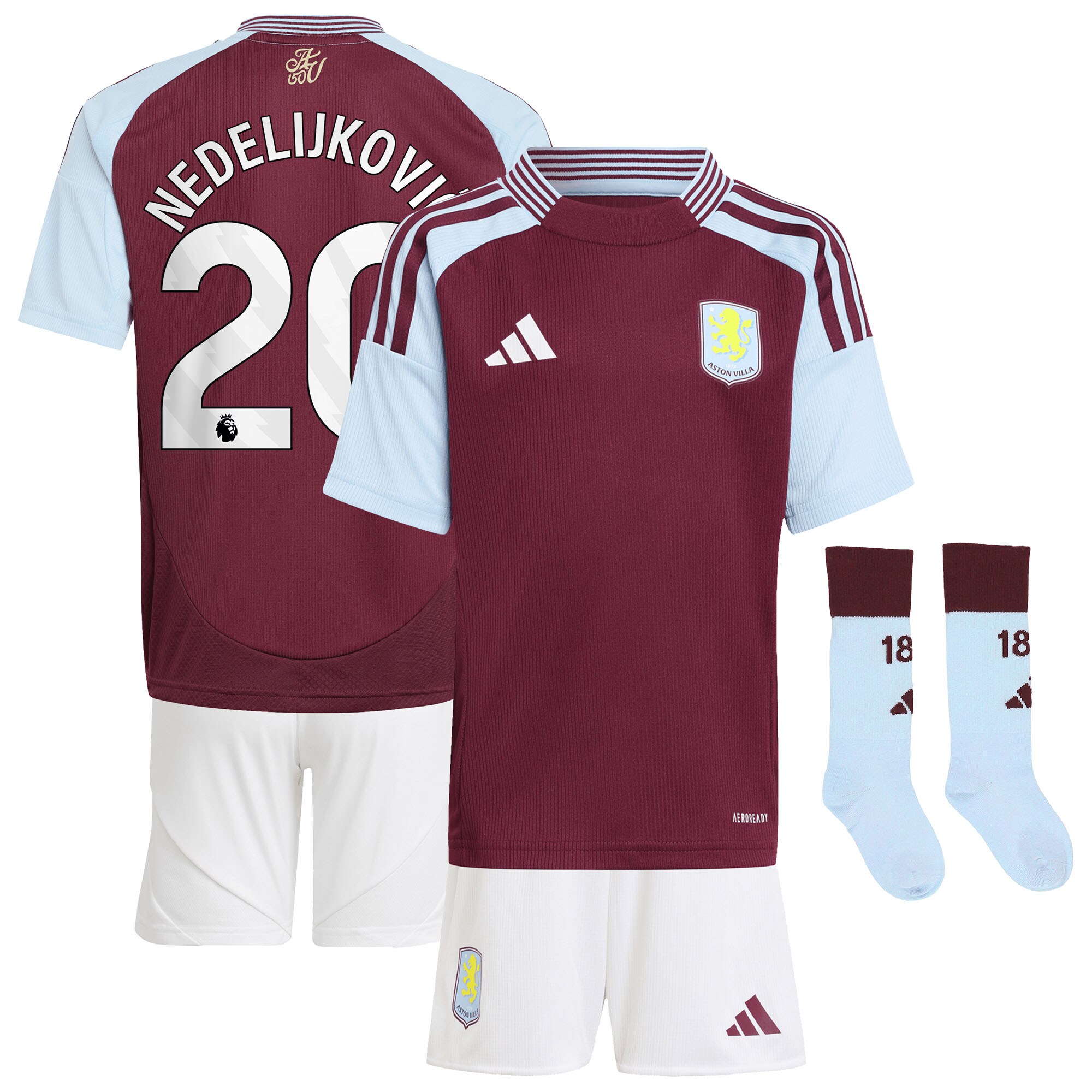 Explore the aston villa adidas home mini kit 2024-25 with nedeljković 20 printing Collection of Aston Villa jerseys. Authentic, high-quality football shirts for every supporter, available worldwide.