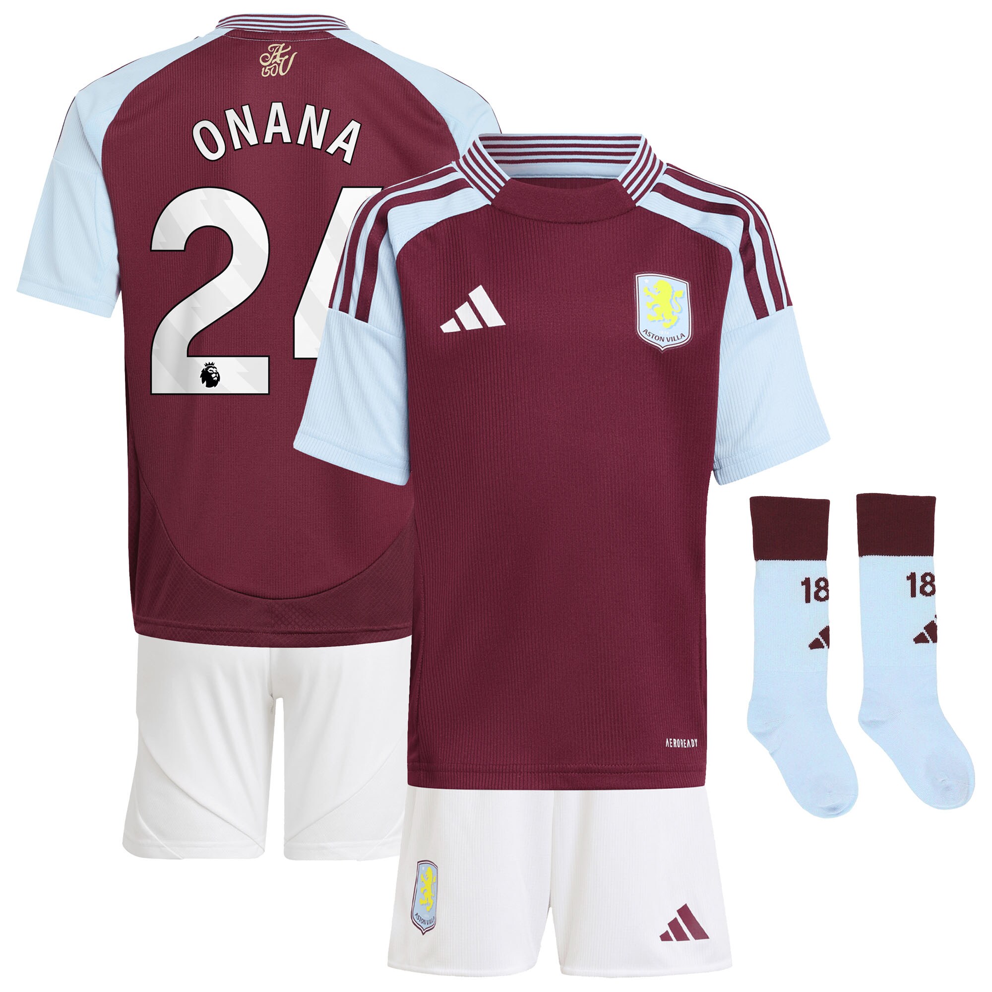 Explore the aston villa adidas home mini kit 2024-25 with onana 24 printing Collection of Aston Villa jerseys. Authentic, high-quality football shirts for every supporter, available worldwide.