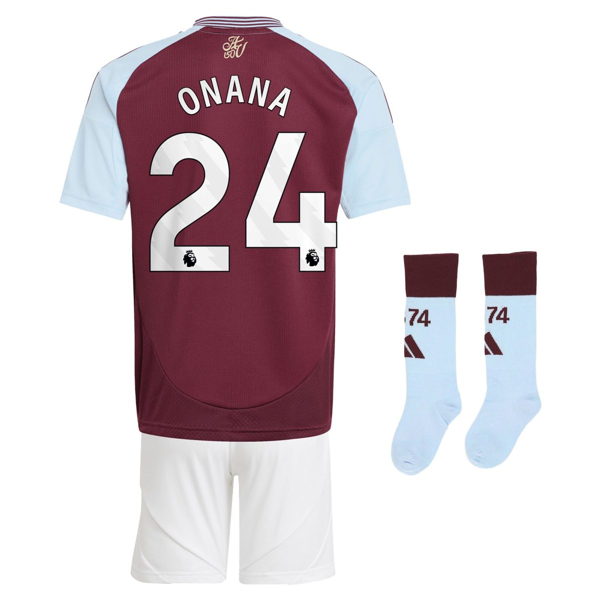 Explore the aston villa adidas home mini kit 2024-25 with onana 24 printing Collection of Aston Villa jerseys. Authentic, high-quality football shirts for every supporter, available worldwide.