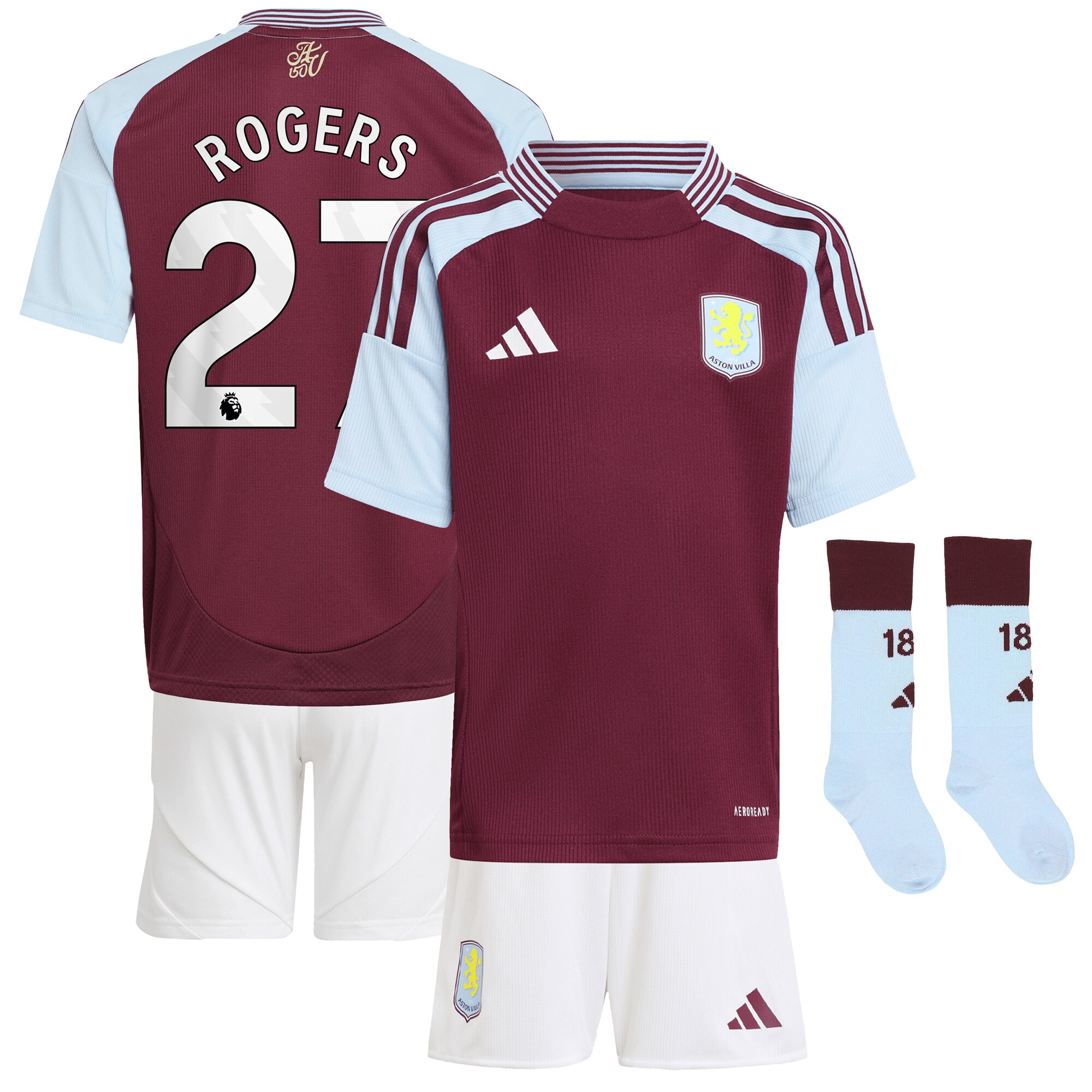 Explore the aston villa adidas home mini kit 2024-25 with rogers 27 printing Collection of Aston Villa jerseys. Authentic, high-quality football shirts for every supporter, available worldwide.