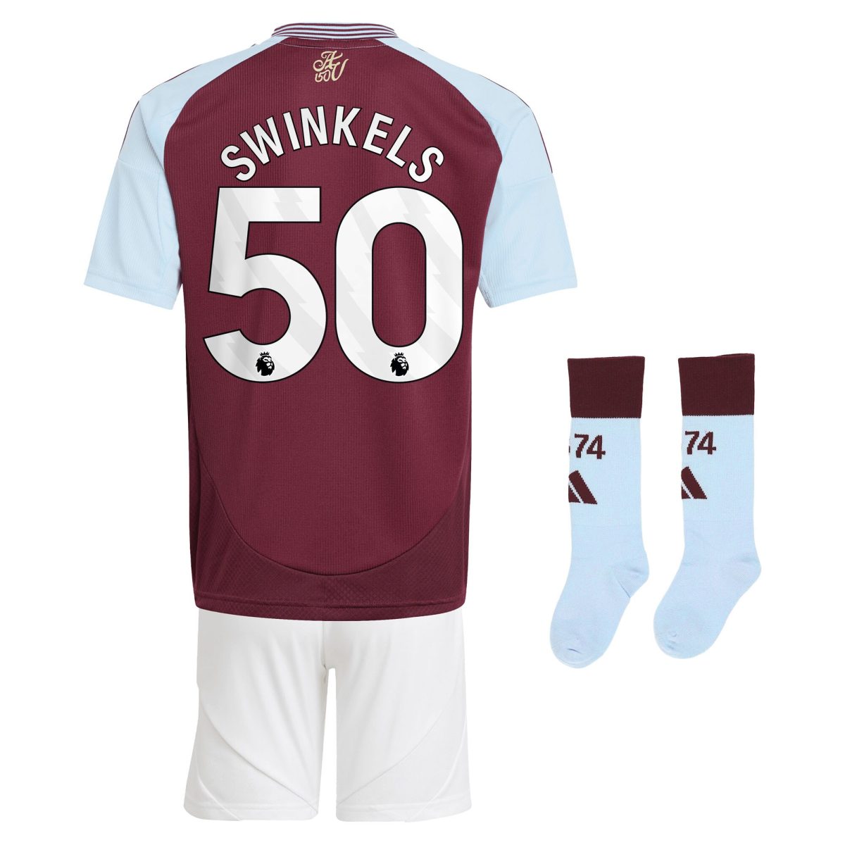 Explore the aston villa adidas home mini kit 2024-25 with swinkels 50 printing Collection of Aston Villa jerseys. Authentic, high-quality football shirts for every supporter, available worldwide.