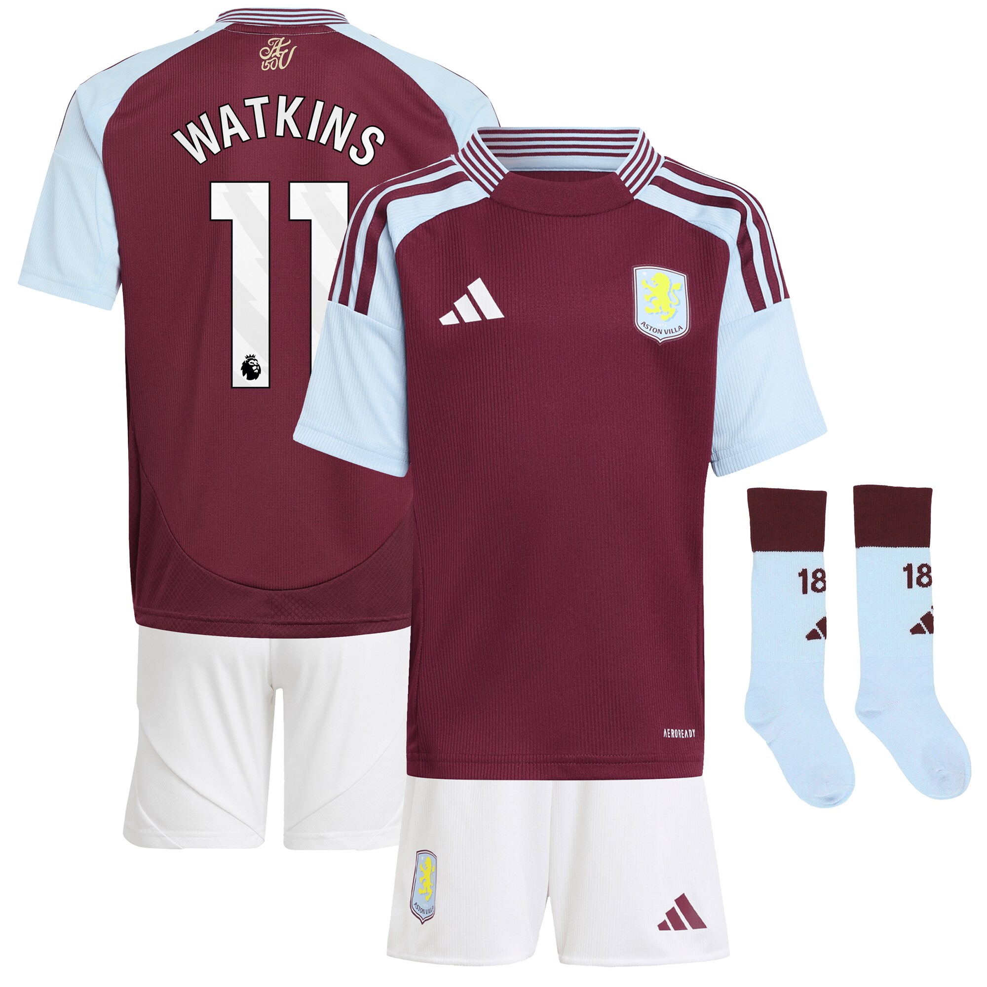 Explore the aston villa adidas home mini kit 2024-25 with watkins 11 printing Collection of Aston Villa jerseys. Authentic, high-quality football shirts for every supporter, available worldwide.