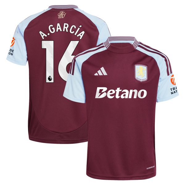 Explore the aston villa adidas home shirt 2024-25 with a.garcía 16 printing Collection of Aston Villa jerseys. Authentic, high-quality football shirts for every supporter, available worldwide.