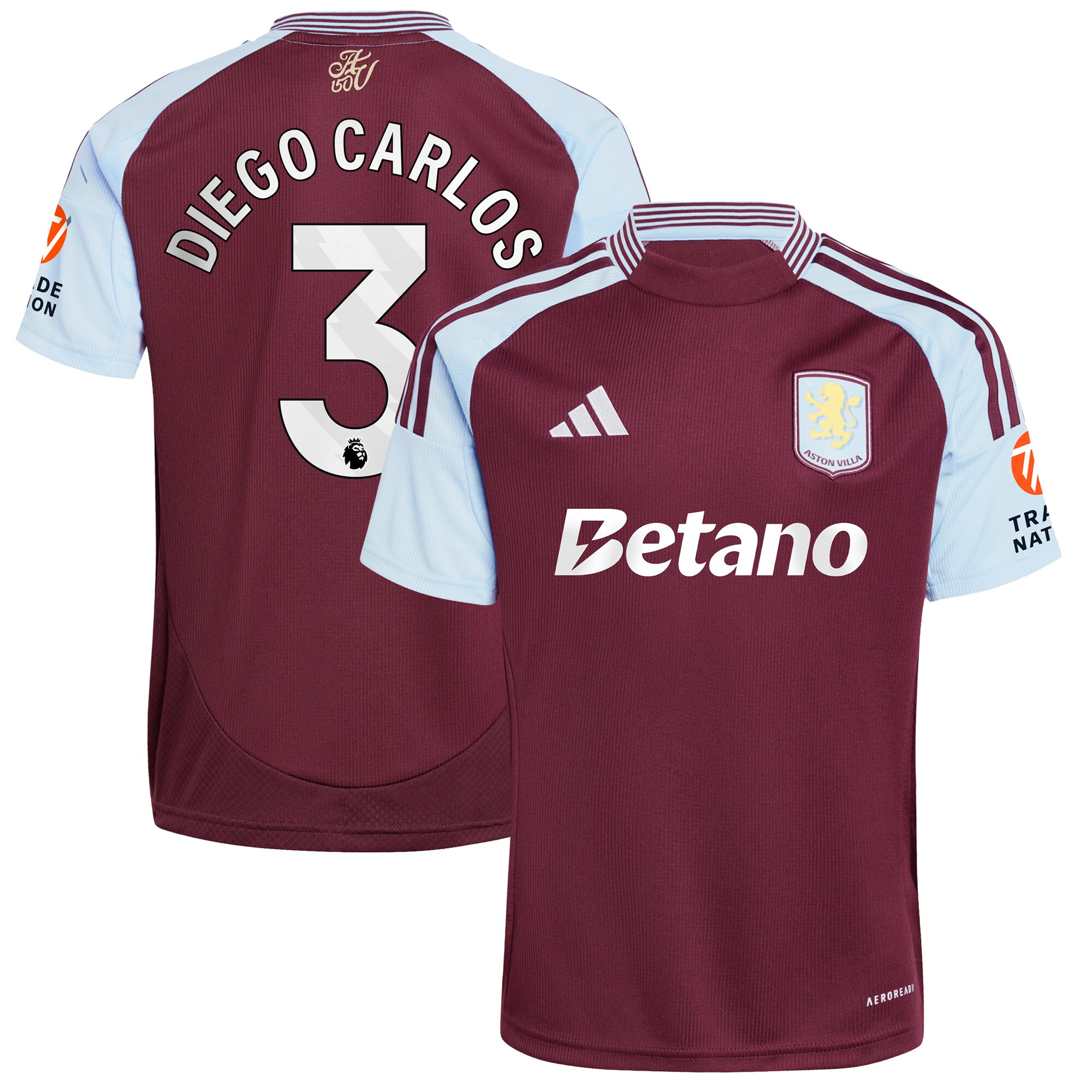 Explore the aston villa adidas home shirt 2024-25 with diego carlos 3 printing Collection of Aston Villa jerseys. Authentic, high-quality football shirts for every supporter, available worldwide.