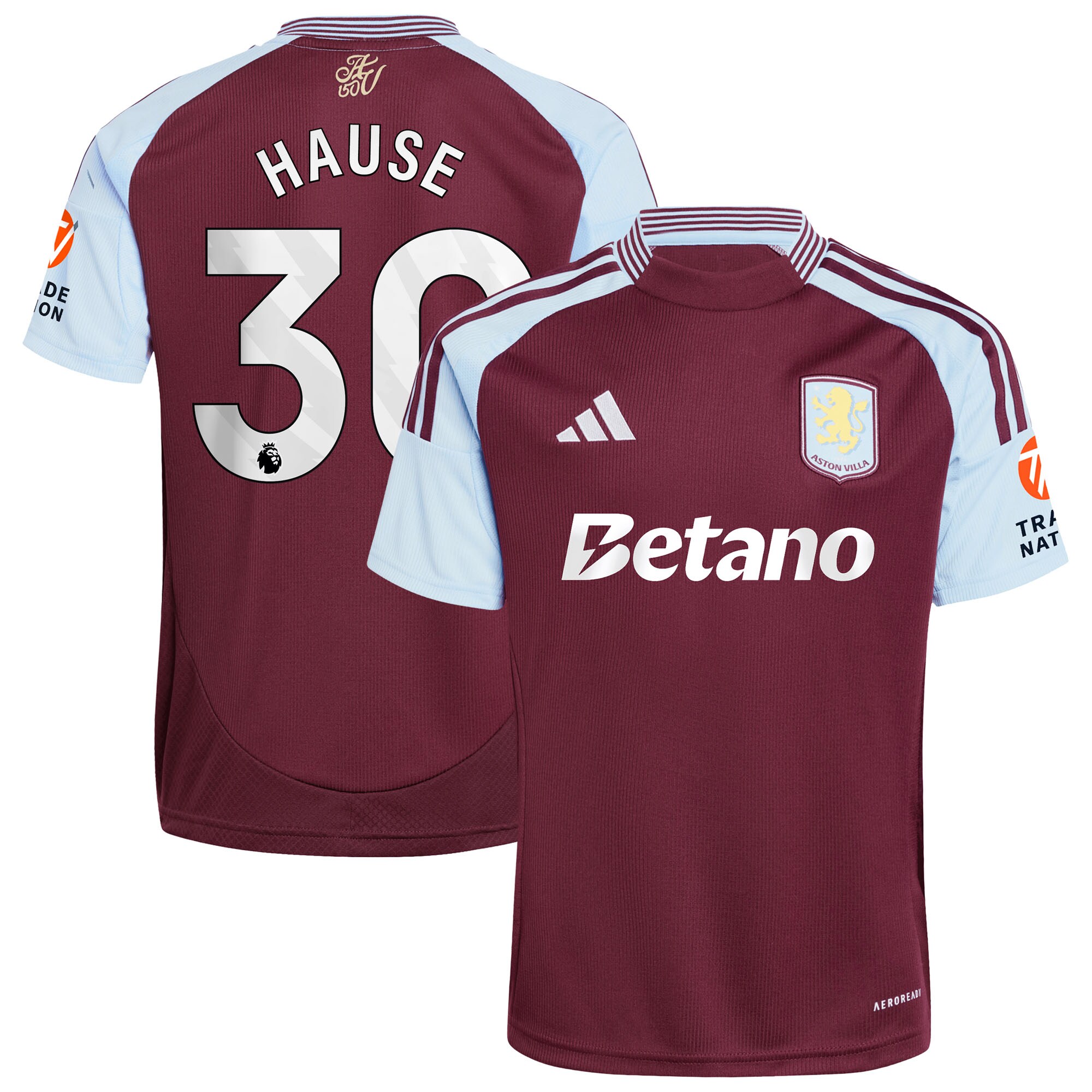 Explore the aston villa adidas home shirt 2024-25 with hause 30 printing Collection of Aston Villa jerseys. Authentic, high-quality football shirts for every supporter, available worldwide.