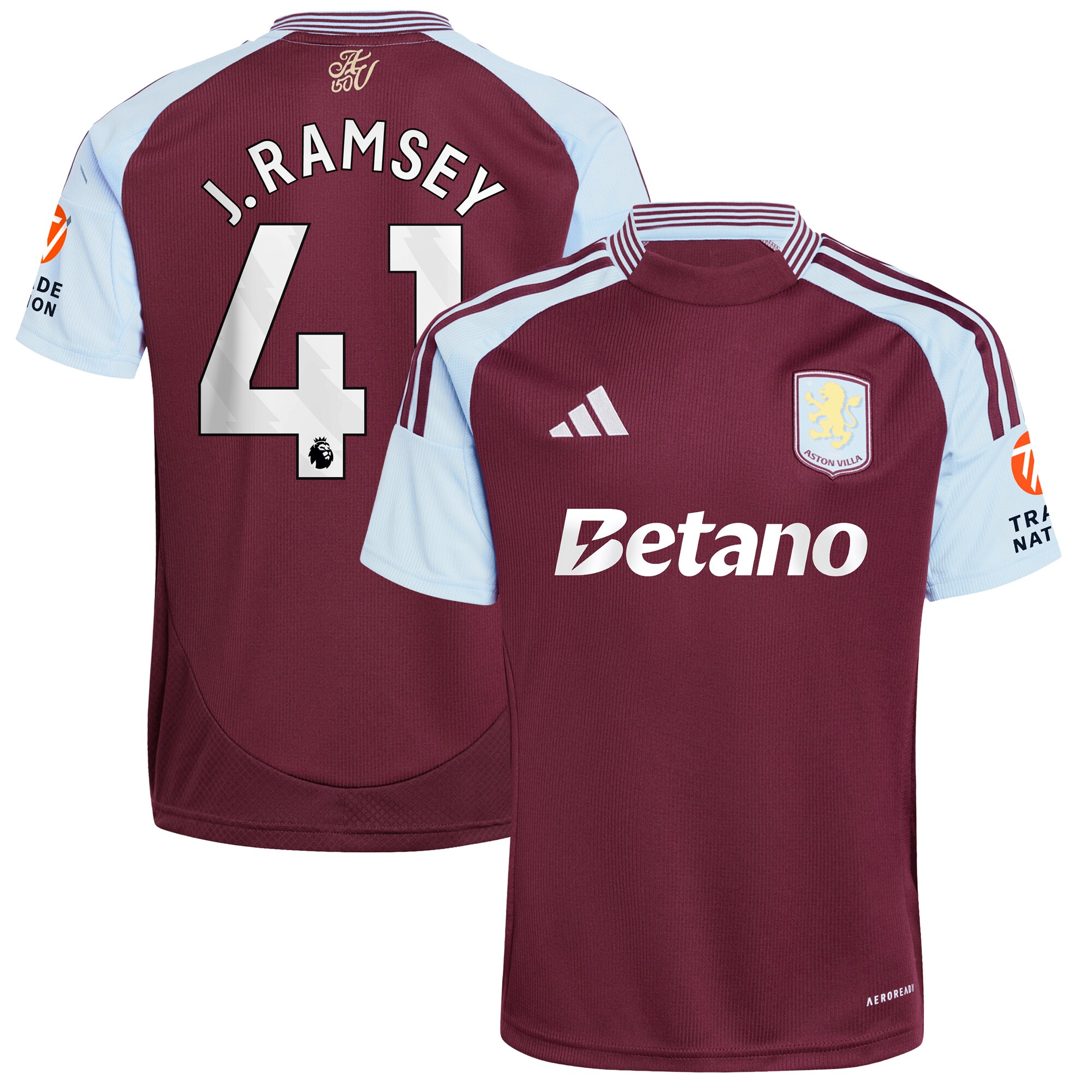Explore the aston villa adidas home shirt 2024-25 with j. ramsey 41 printing Collection of Aston Villa jerseys. Authentic, high-quality football shirts for every supporter, available worldwide.