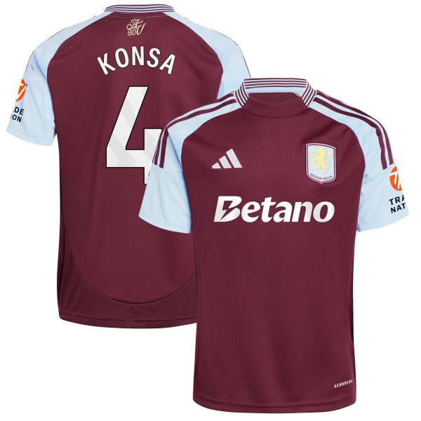 Explore the aston villa adidas home shirt 2024-25 with konsa 4 printing Collection of Aston Villa jerseys. Authentic, high-quality football shirts for every supporter, available worldwide.