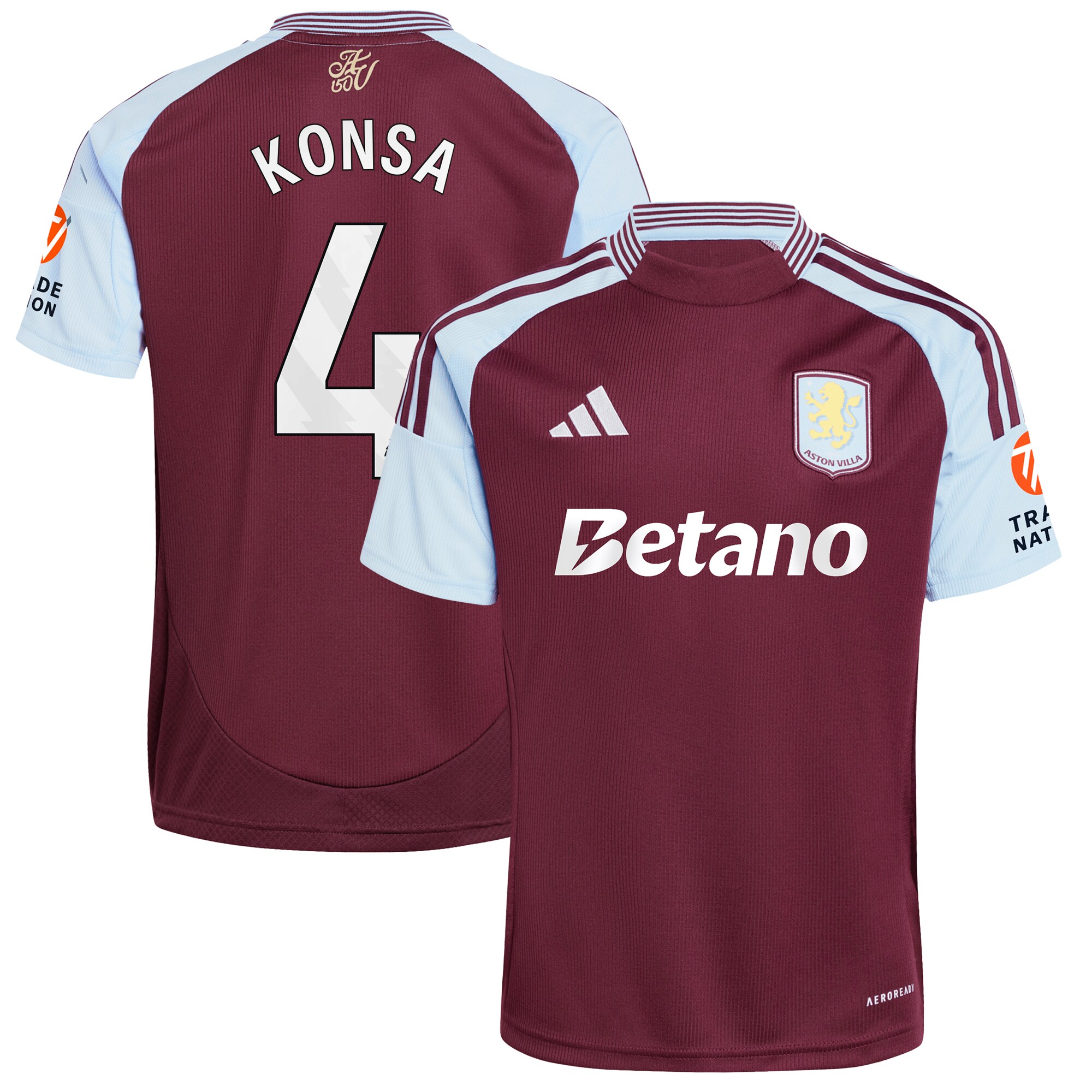 Explore the aston villa adidas home shirt 2024-25 with konsa 4 printing Collection of Aston Villa jerseys. Authentic, high-quality football shirts for every supporter, available worldwide.