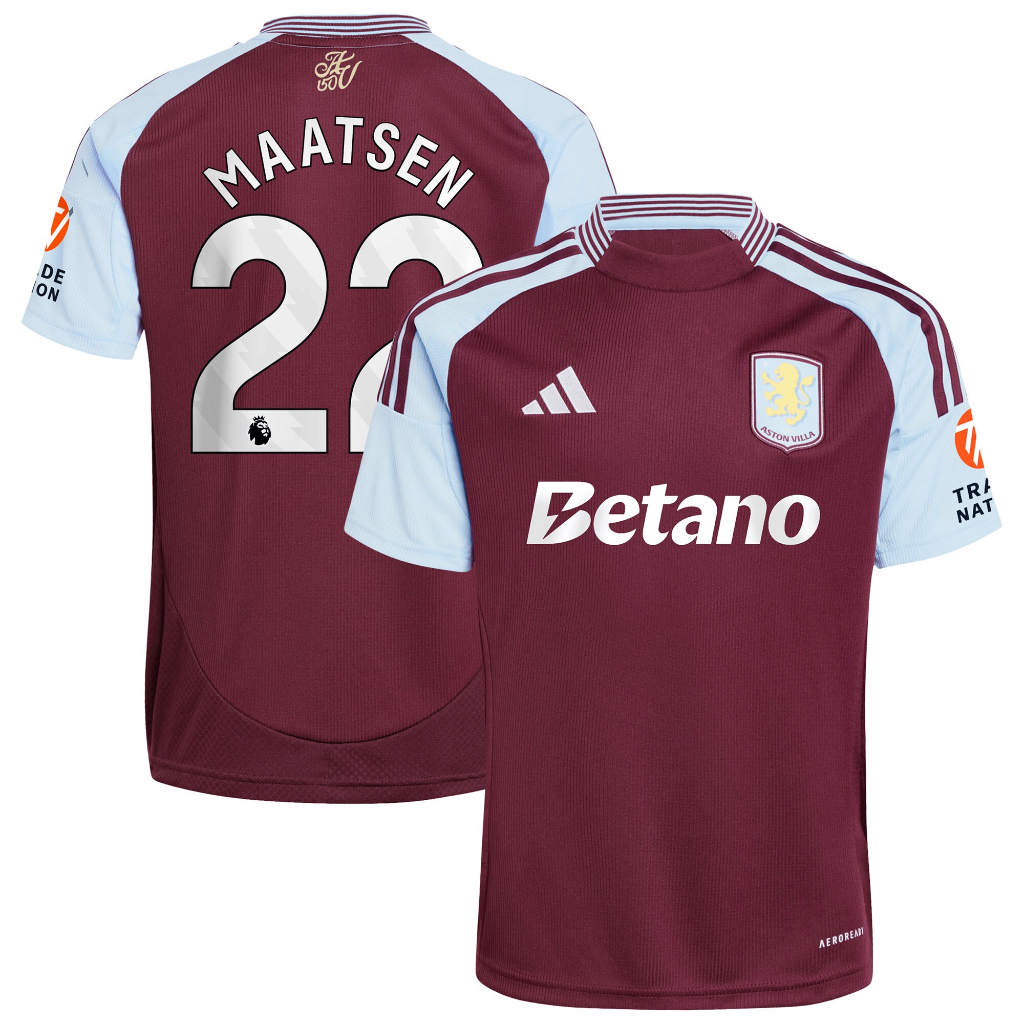 Explore the aston villa adidas home shirt 2024-25 with maatsen 22 printing Collection of Aston Villa jerseys. Authentic, high-quality football shirts for every supporter, available worldwide.