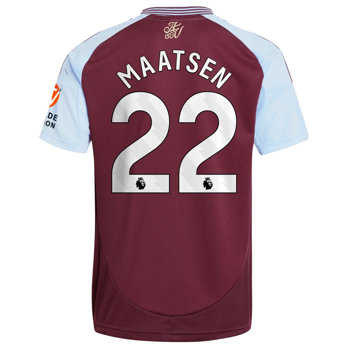 Explore the aston villa adidas home shirt 2024-25 with maatsen 22 printing Collection of Aston Villa jerseys. Authentic, high-quality football shirts for every supporter, available worldwide.