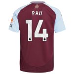 Explore the aston villa adidas home shirt 2024-25 with pau 14 printing Collection of Aston Villa jerseys. Authentic, high-quality football shirts for every supporter, available worldwide.