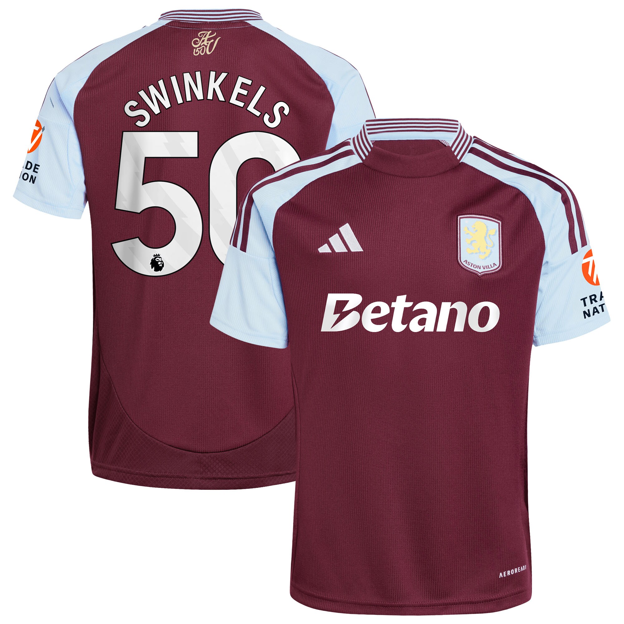 Explore the aston villa adidas home shirt 2024-25 with swinkels 50 printing Collection of Aston Villa jerseys. Authentic, high-quality football shirts for every supporter, available worldwide.
