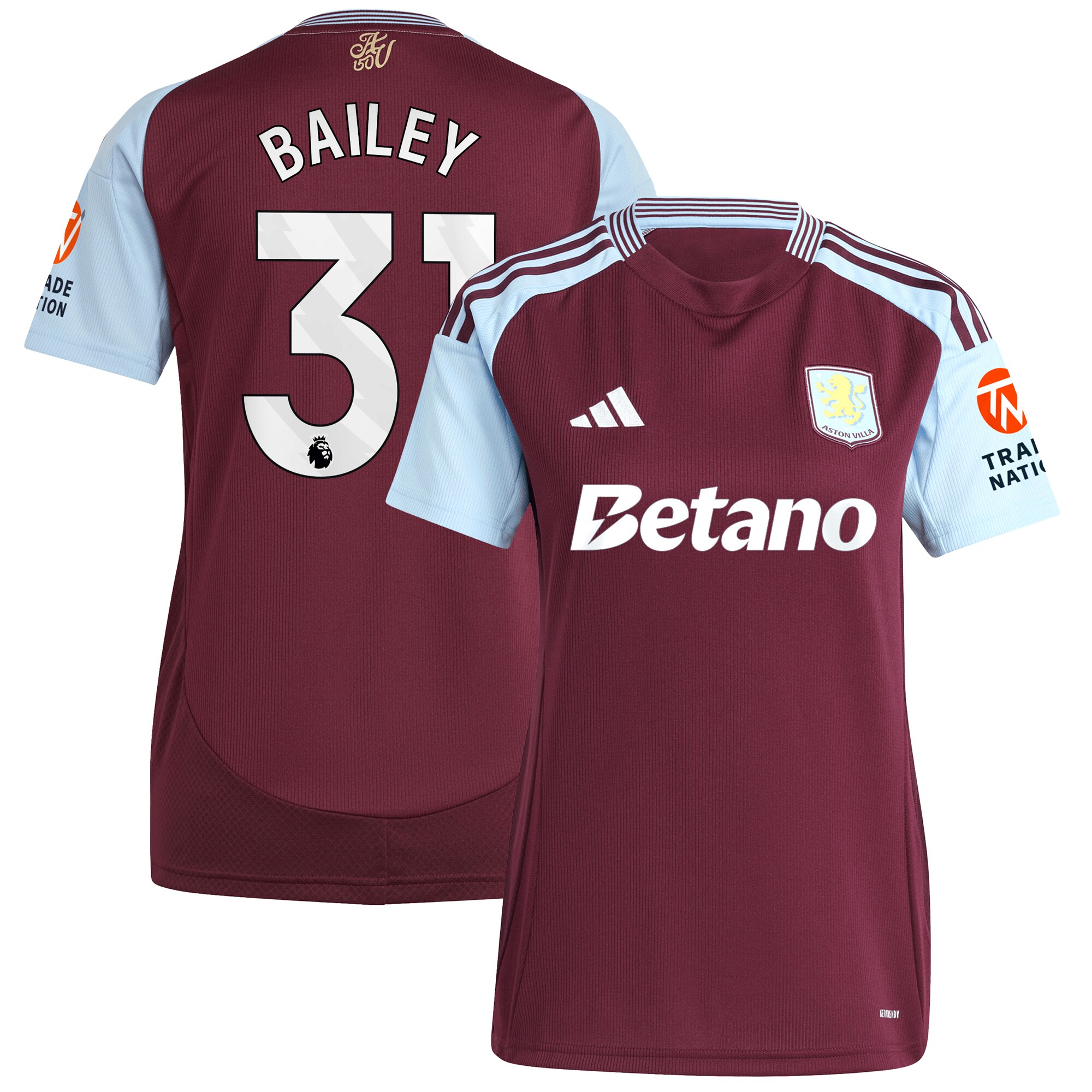 Explore the aston villa adidas home shirt 2024-25 – womens with bailey 31 printing Collection of Aston Villa jerseys. Authentic, high-quality football shirts for every supporter, available worldwide.