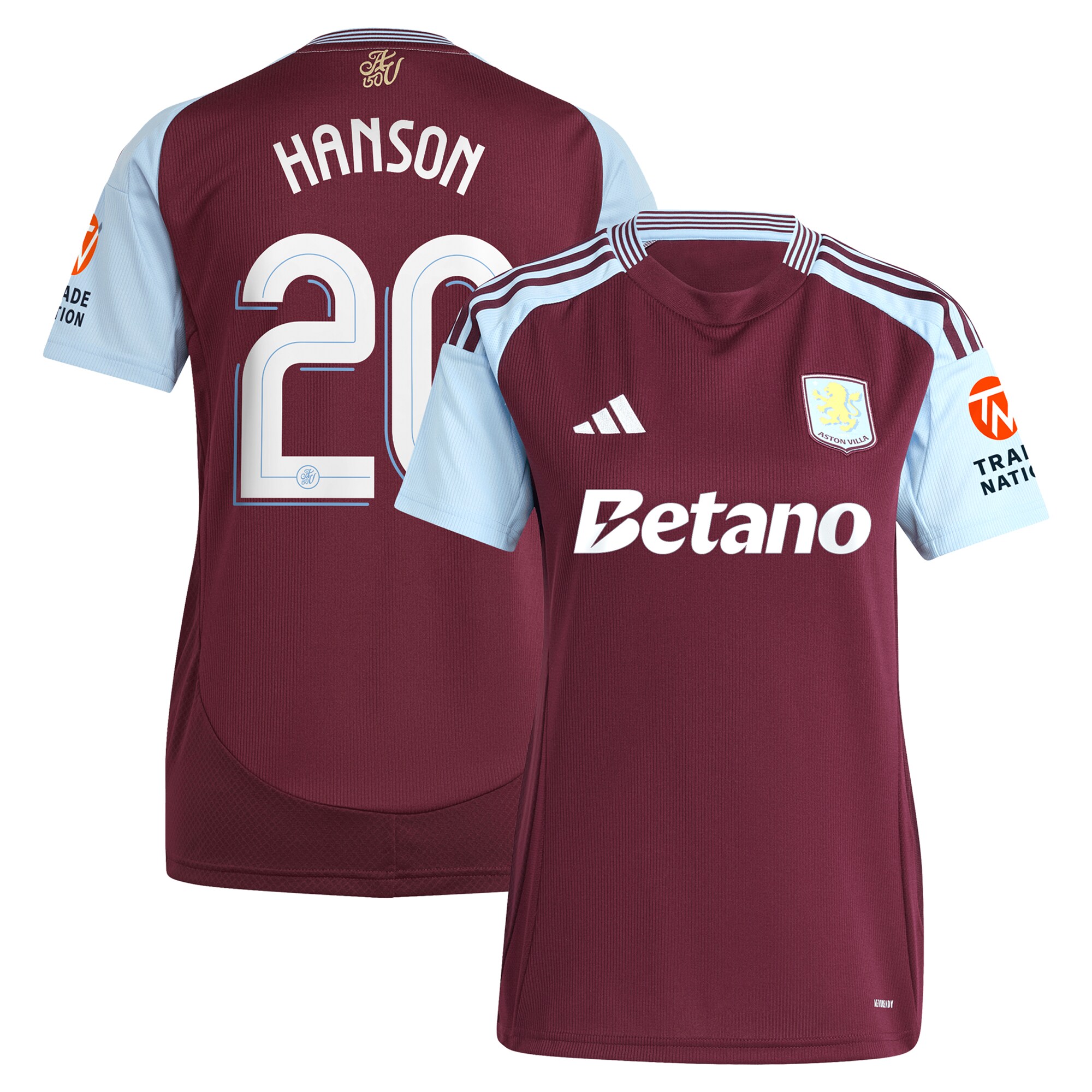 Explore the aston villa adidas home shirt 2024-25 – womens with hanson 20 cup printing Collection of Aston Villa jerseys. Authentic, high-quality football shirts for every supporter, available worldwide.