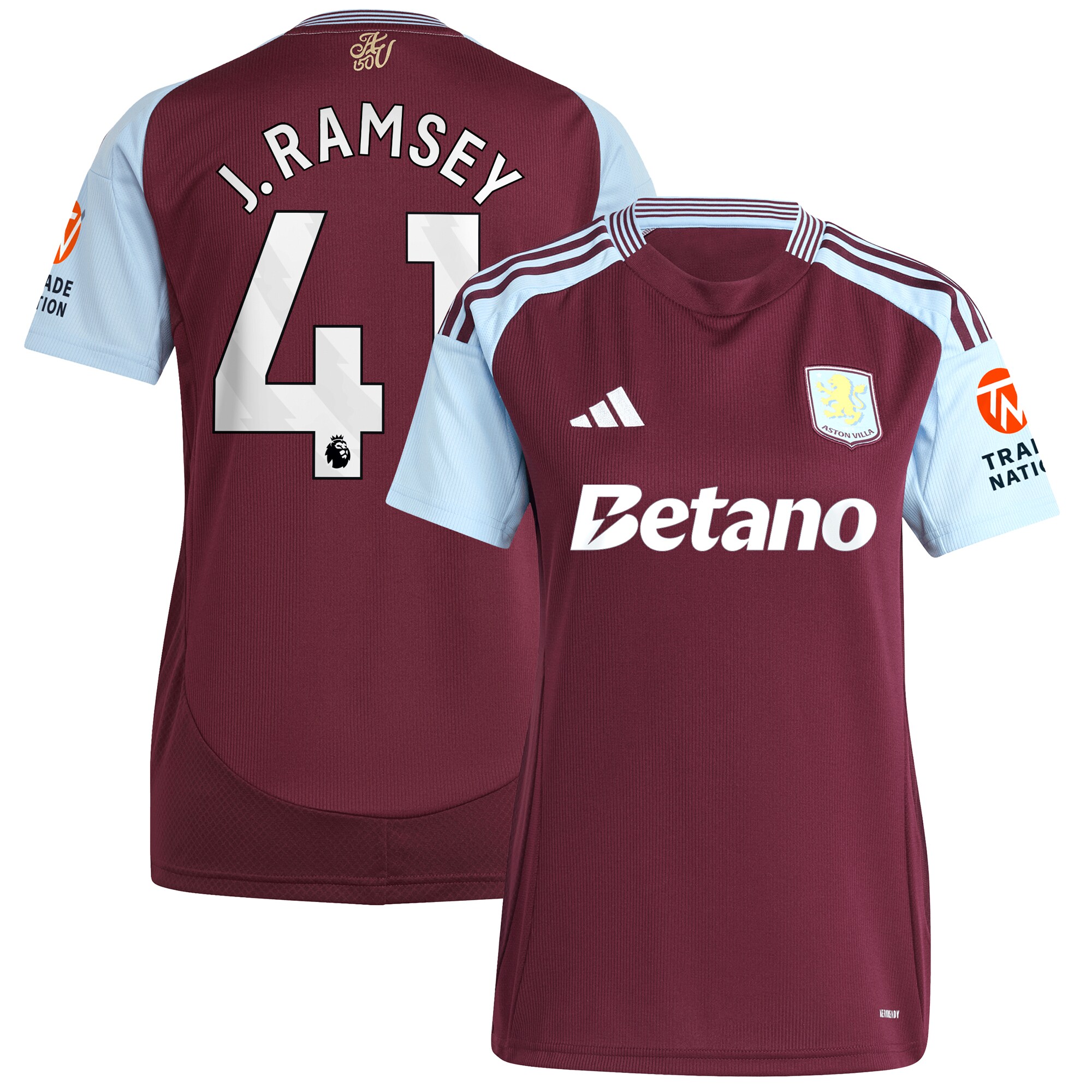 Explore the aston villa adidas home shirt 2024-25 – womens with j. ramsey 41 printing Collection of Aston Villa jerseys. Authentic, high-quality football shirts for every supporter, available worldwide.