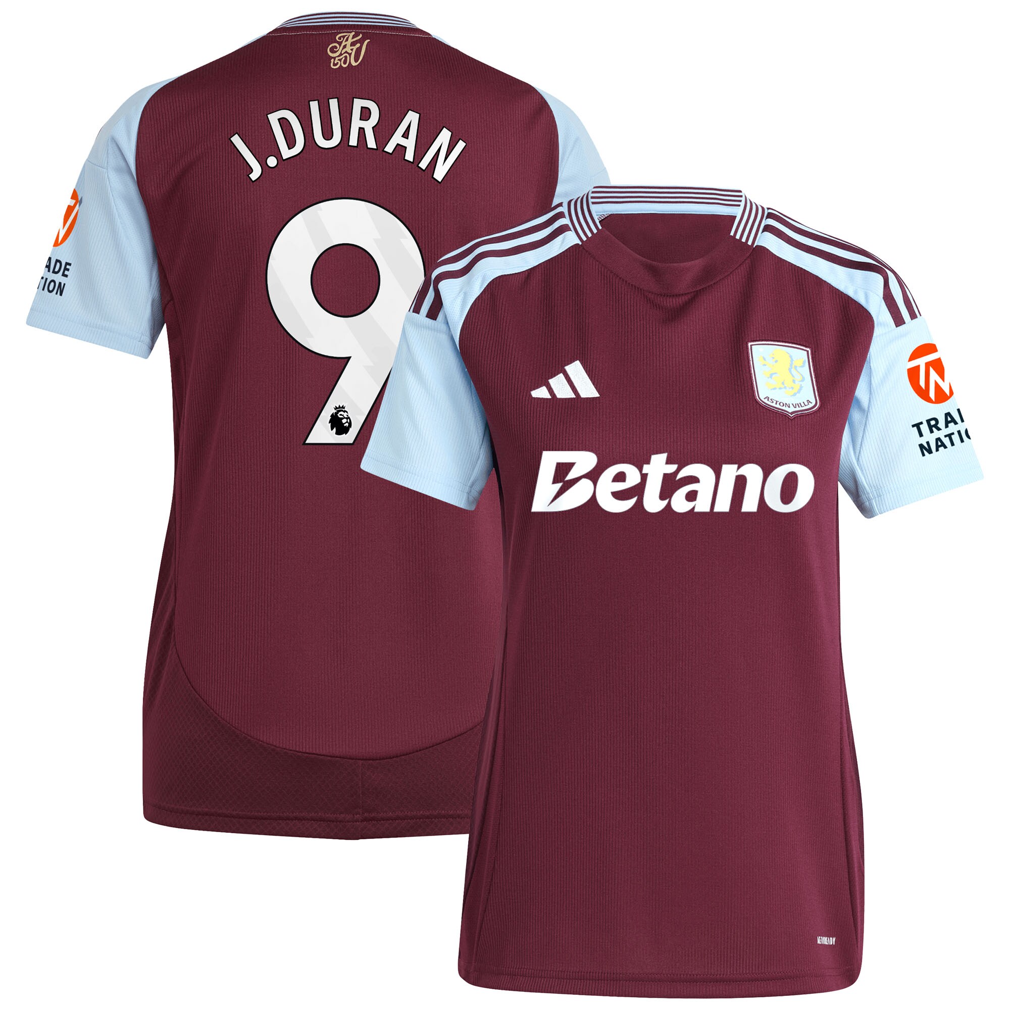 Explore the aston villa adidas home shirt 2024-25 – womens with j.duran 9 printing Collection of Aston Villa jerseys. Authentic, high-quality football shirts for every supporter, available worldwide.