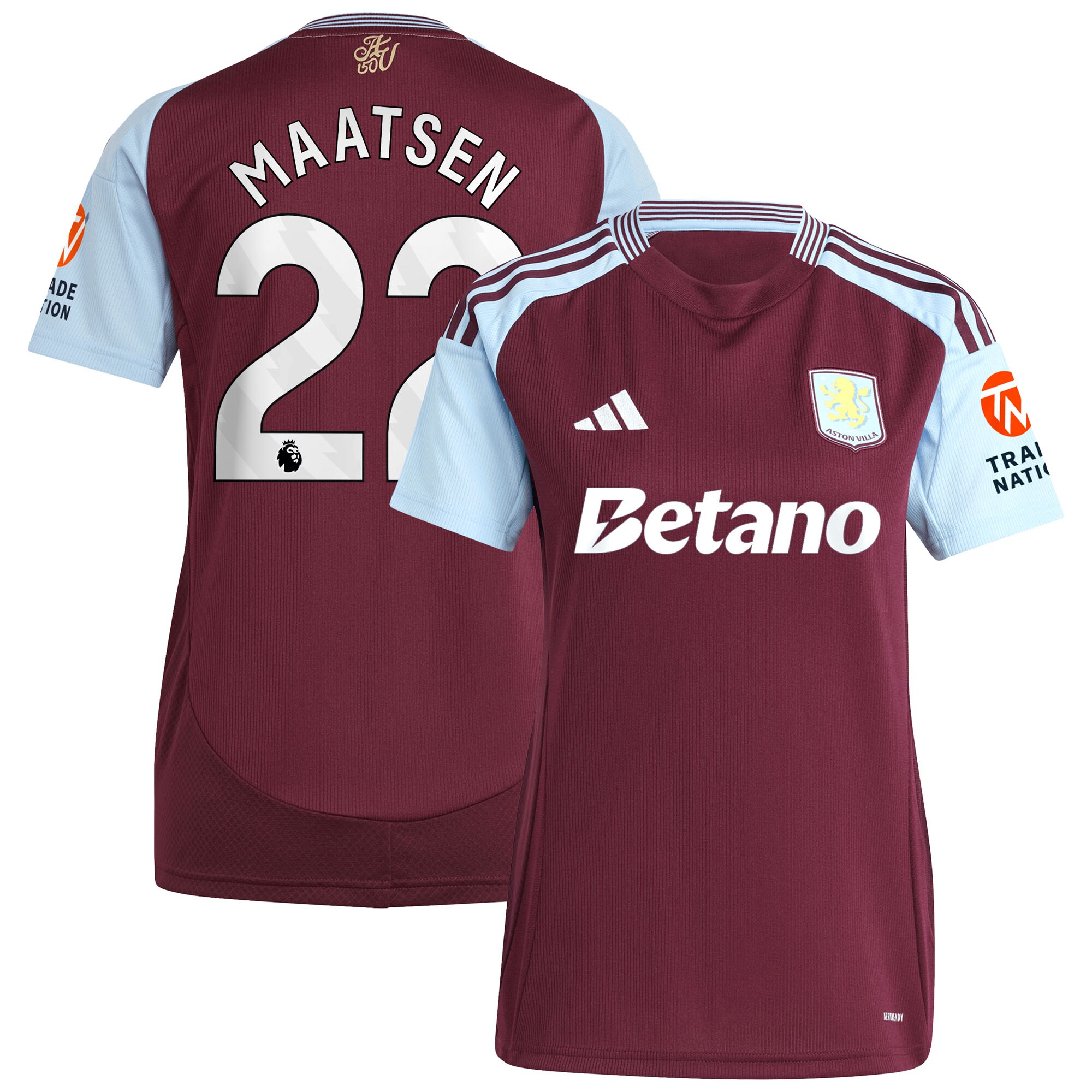 Explore the aston villa adidas home shirt 2024-25 – womens with maatsen 22 printing Collection of Aston Villa jerseys. Authentic, high-quality football shirts for every supporter, available worldwide.