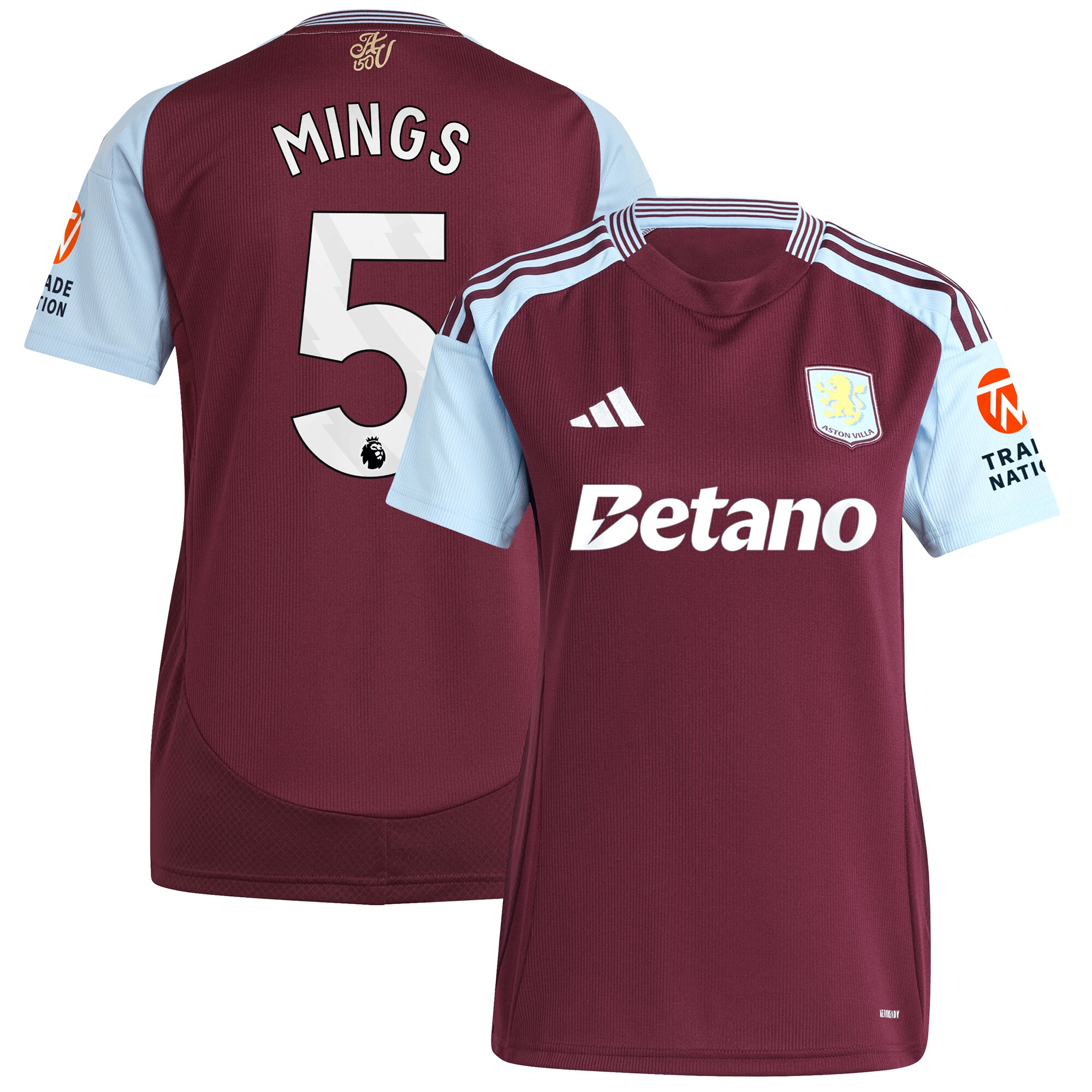 Explore the aston villa adidas home shirt 2024-25 – womens with mings 5 printing Collection of Aston Villa jerseys. Authentic, high-quality football shirts for every supporter, available worldwide.