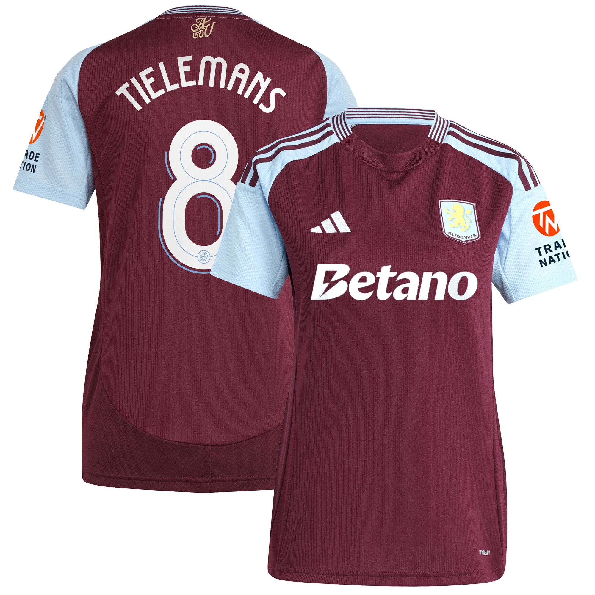 Explore the aston villa adidas home shirt 2024-25 – womens with tielemans 8 cup printing Collection of Aston Villa jerseys. Authentic, high-quality football shirts for every supporter, available worldwide.