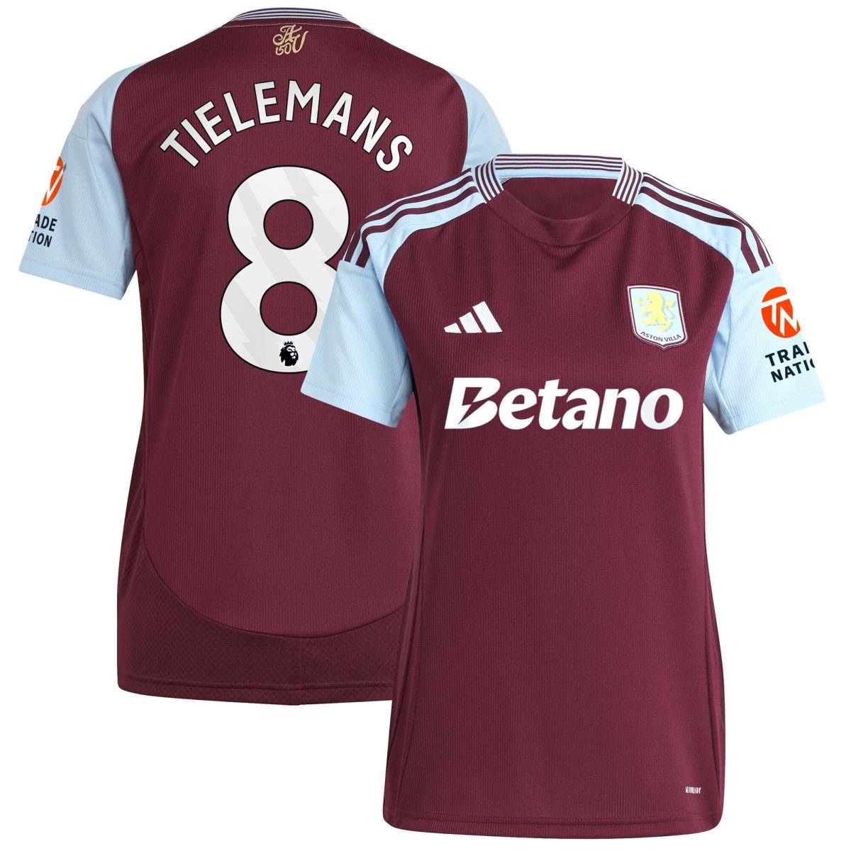 Explore the aston villa adidas home shirt 2024-25 – womens with tielemans 8 printing Collection of Aston Villa jerseys. Authentic, high-quality football shirts for every supporter, available worldwide.