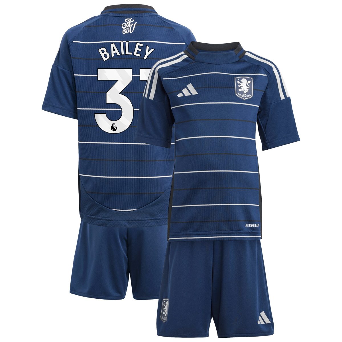 Explore the aston villa adidas third minikit 2024-25 with bailey 31 printing Collection of Aston Villa jerseys. Authentic, high-quality football shirts for every supporter, available worldwide.