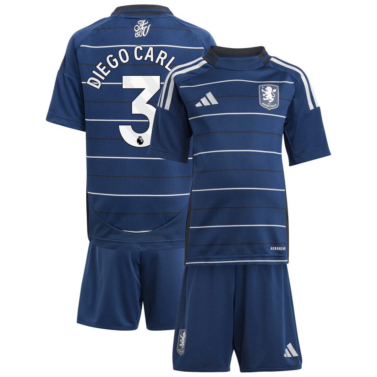 Explore the aston villa adidas third minikit 2024-25 with diego carlos 3 printing Collection of Aston Villa jerseys. Authentic, high-quality football shirts for every supporter, available worldwide.
