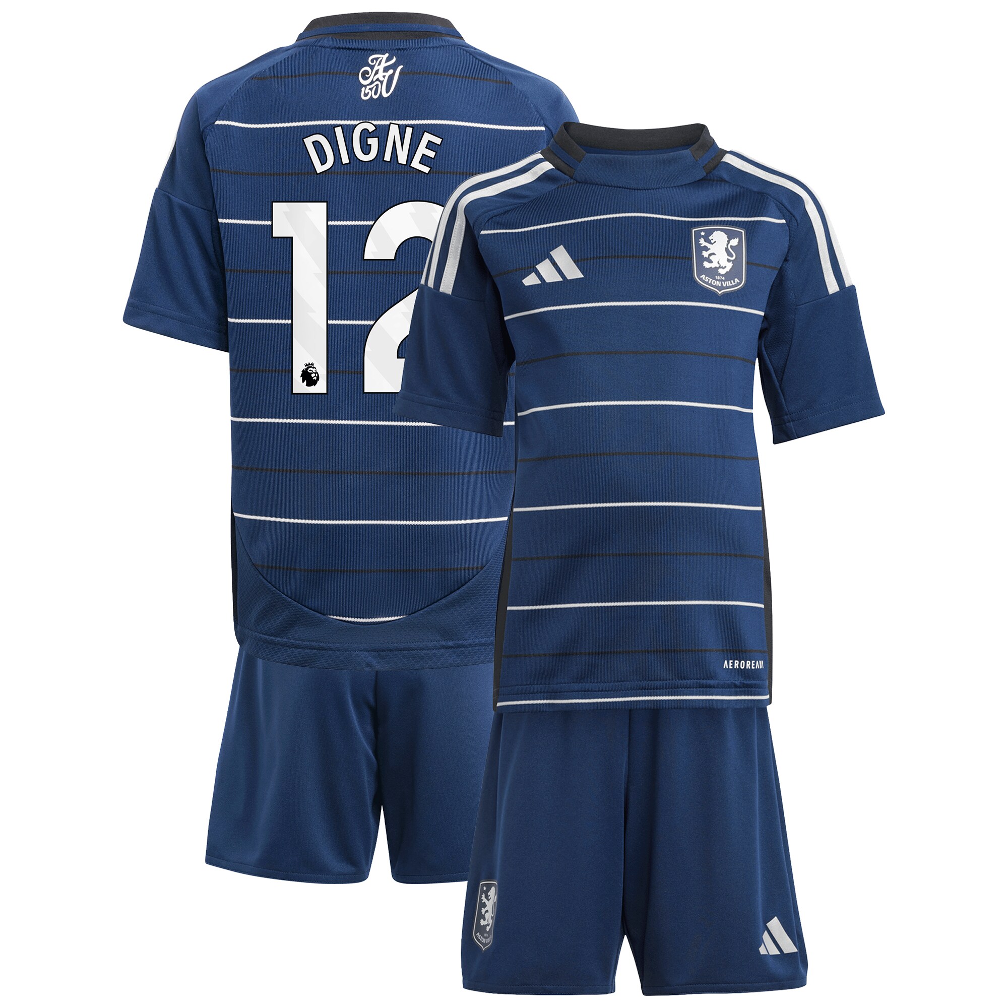 Explore the aston villa adidas third minikit 2024-25 with digne 12 printing Collection of Aston Villa jerseys. Authentic, high-quality football shirts for every supporter, available worldwide.